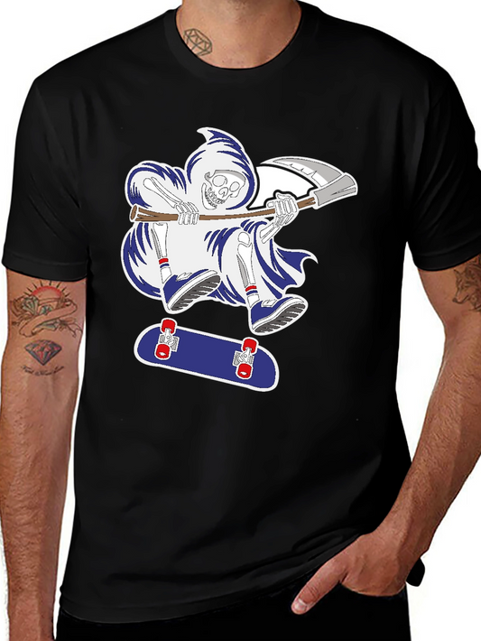 Skateboarding Grim Reaper Graphic T-Shirt