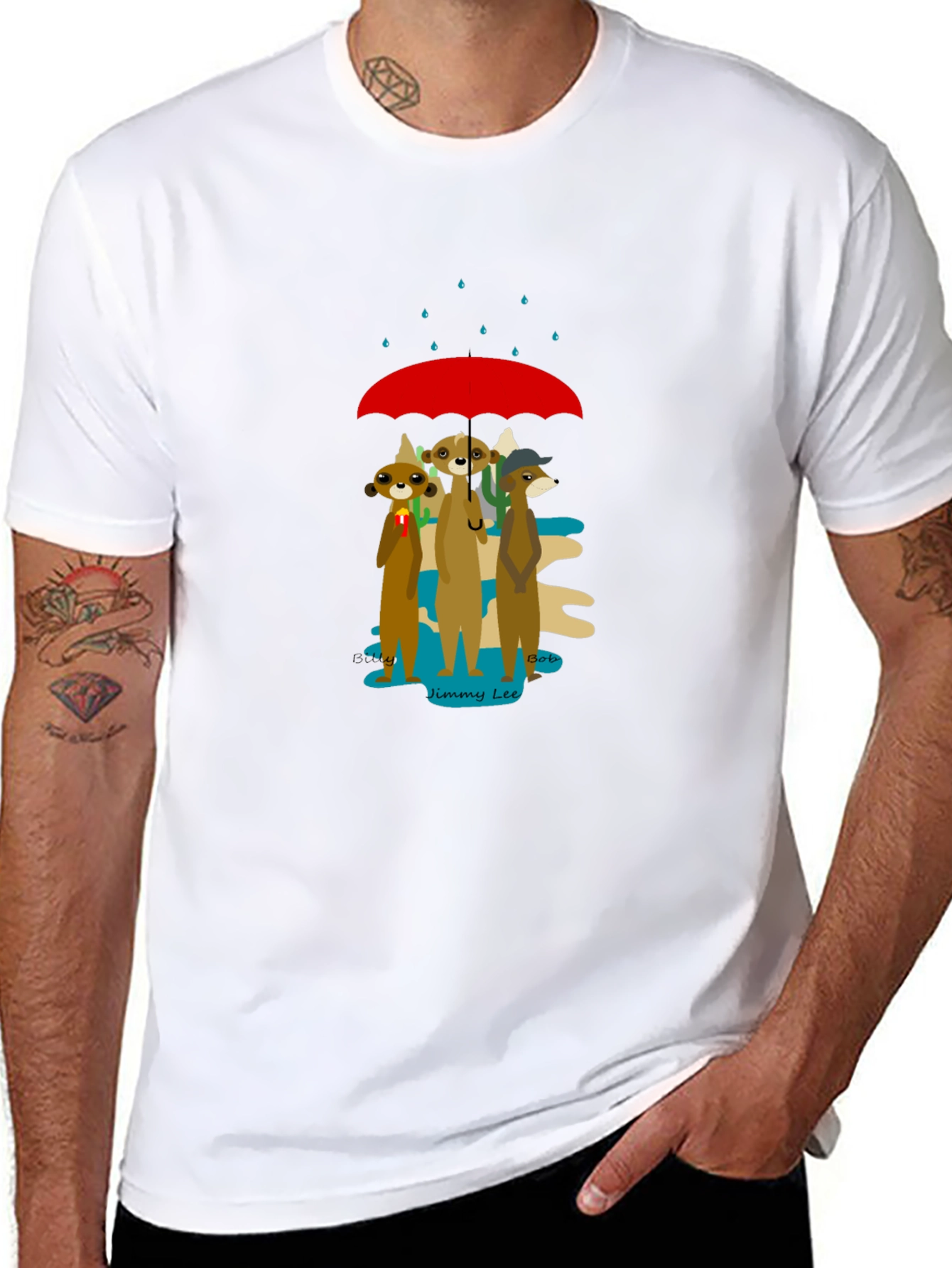 Meerkat Umbrella Graphic Tee - Soft Cotton Blend