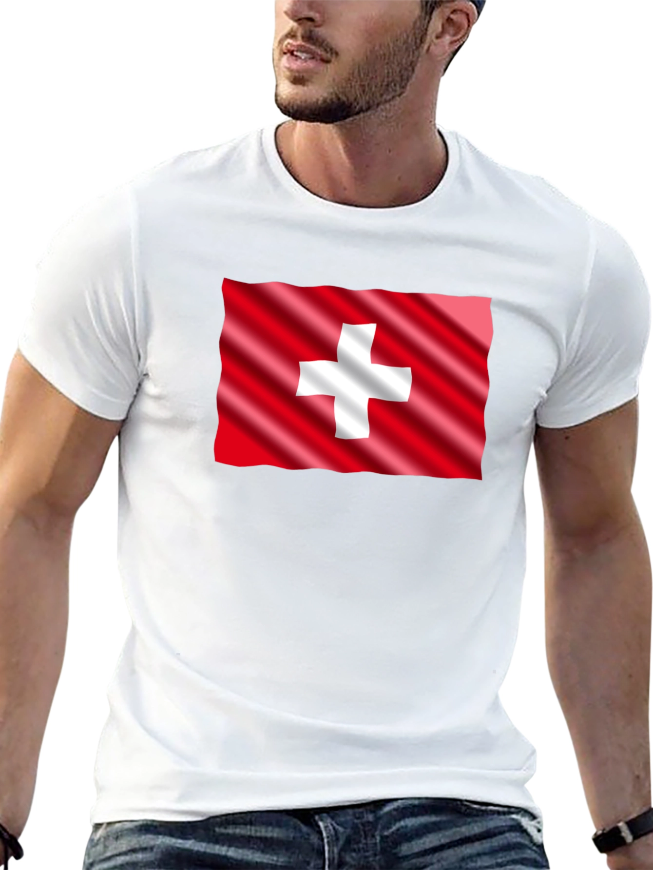 Switzerland Flag T-Shirt - Black