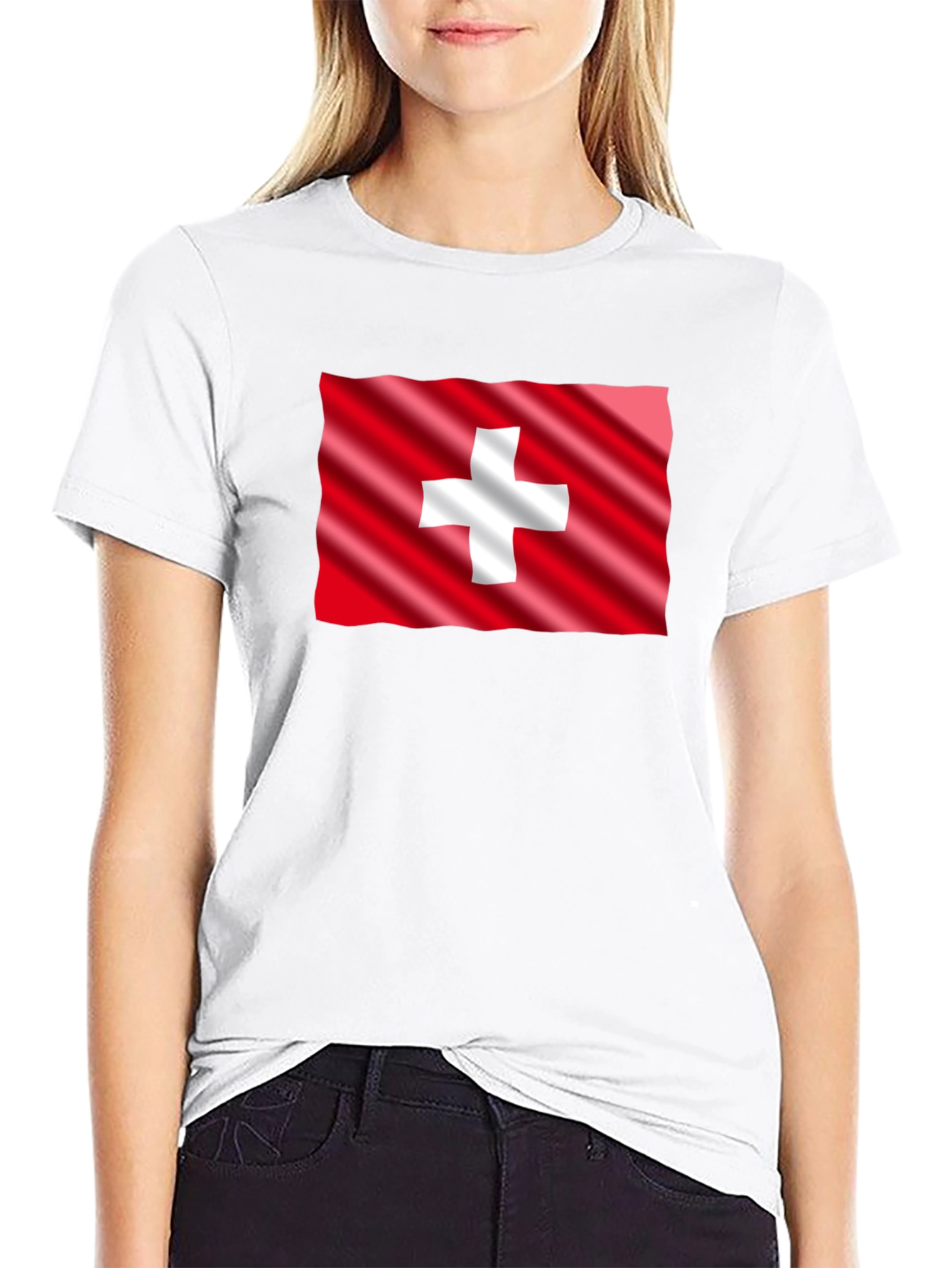 Switzerland Flag T-Shirt - Black