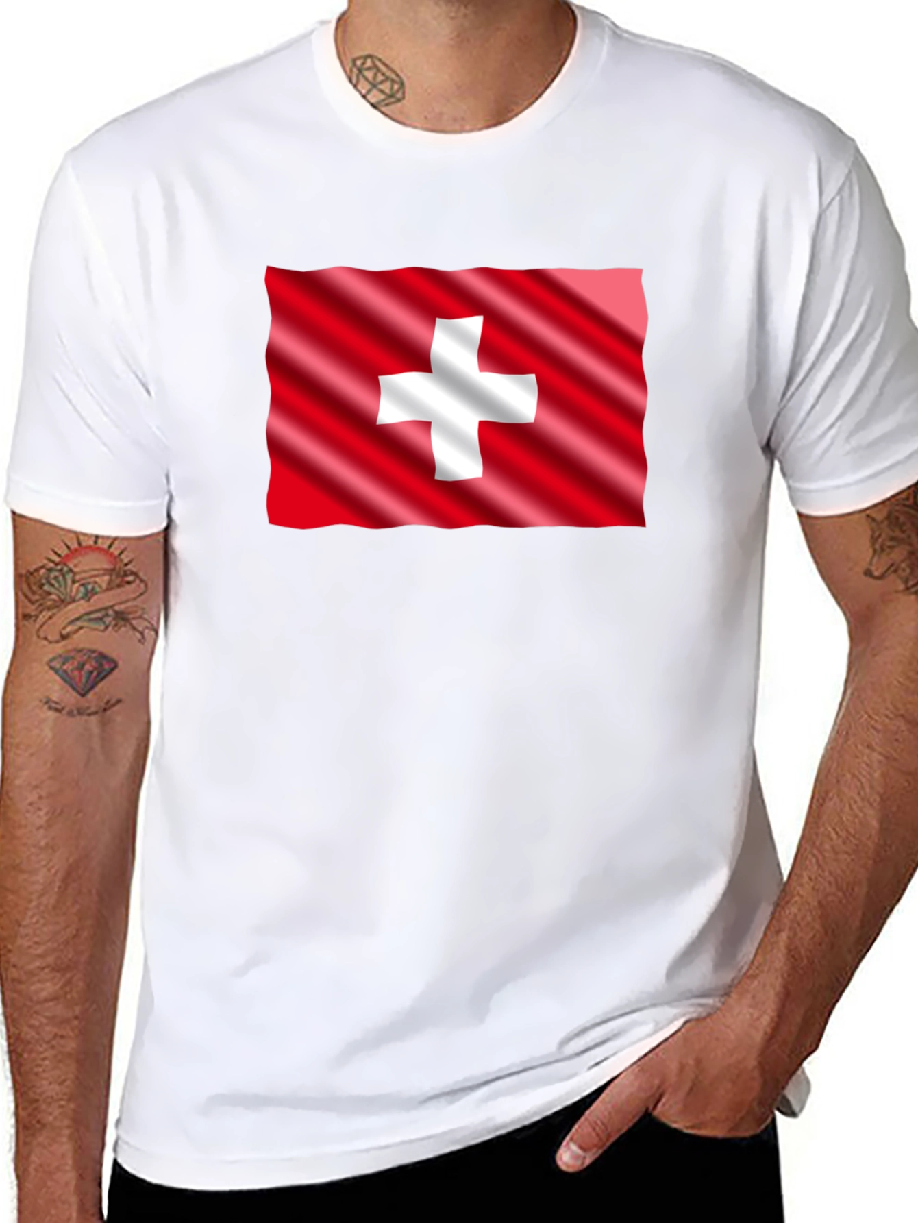 Switzerland Flag T-Shirt - Black