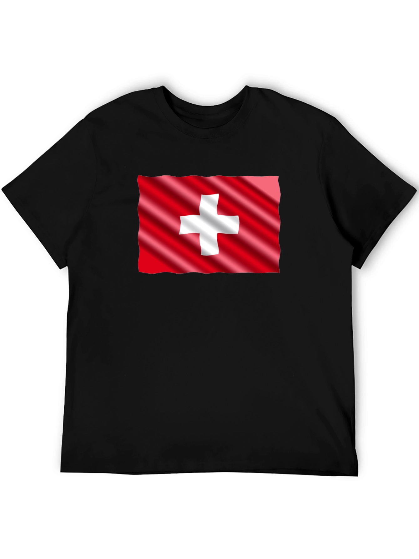 Switzerland Flag T-Shirt - Black