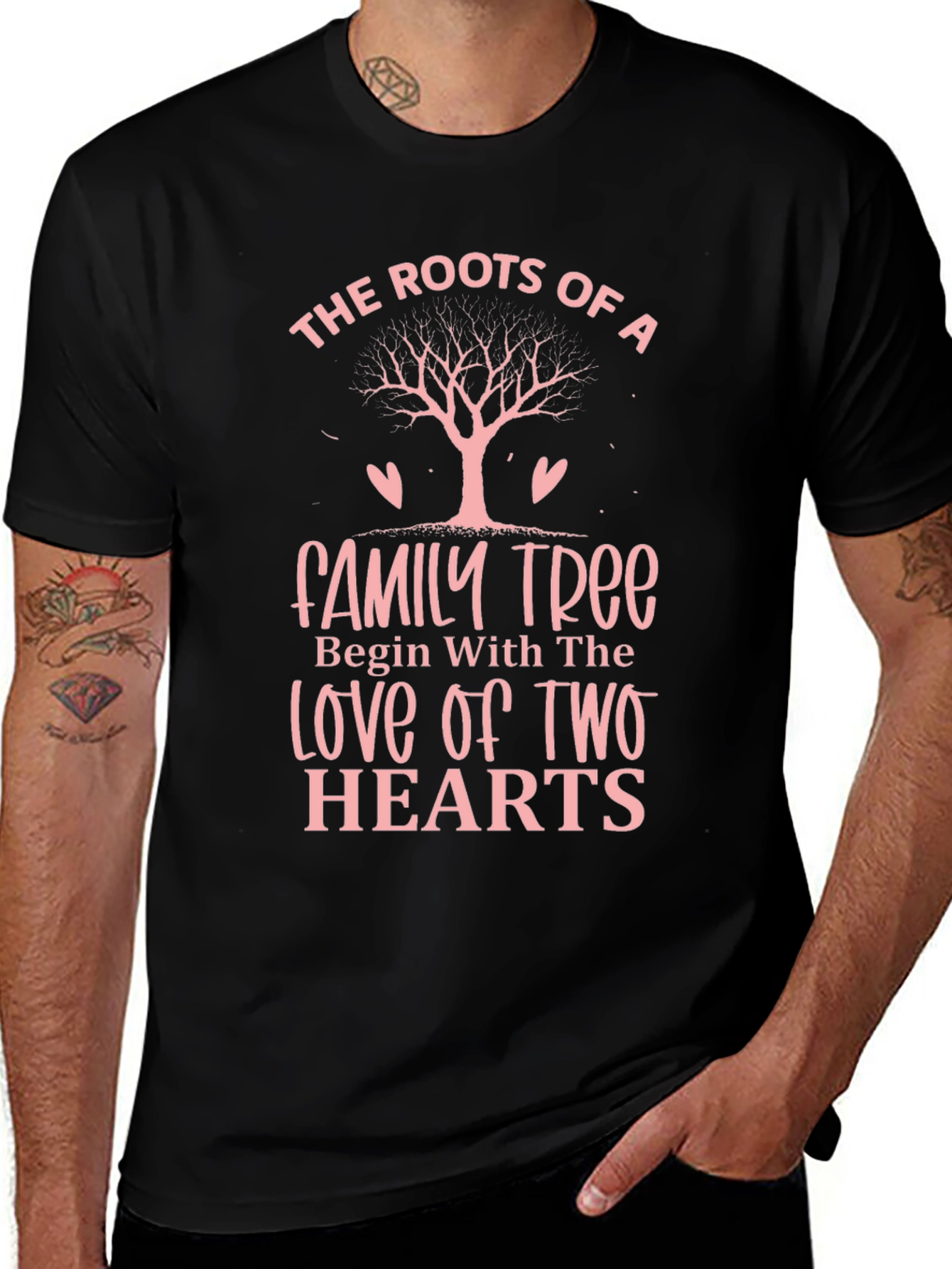Family Tree Roots Graphic Tee - Love Hearts Design