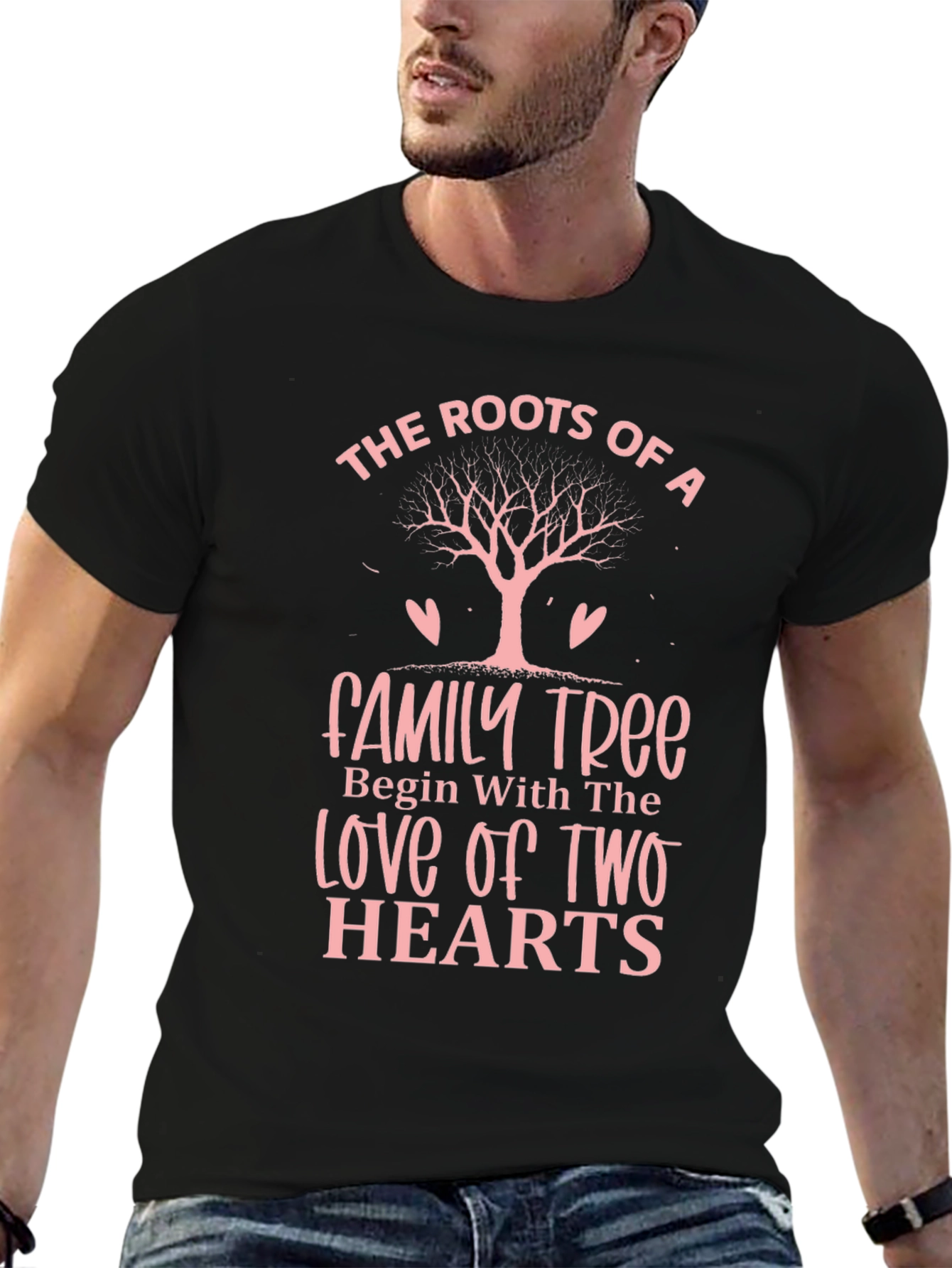 Family Tree Roots Graphic Tee - Love Hearts Design