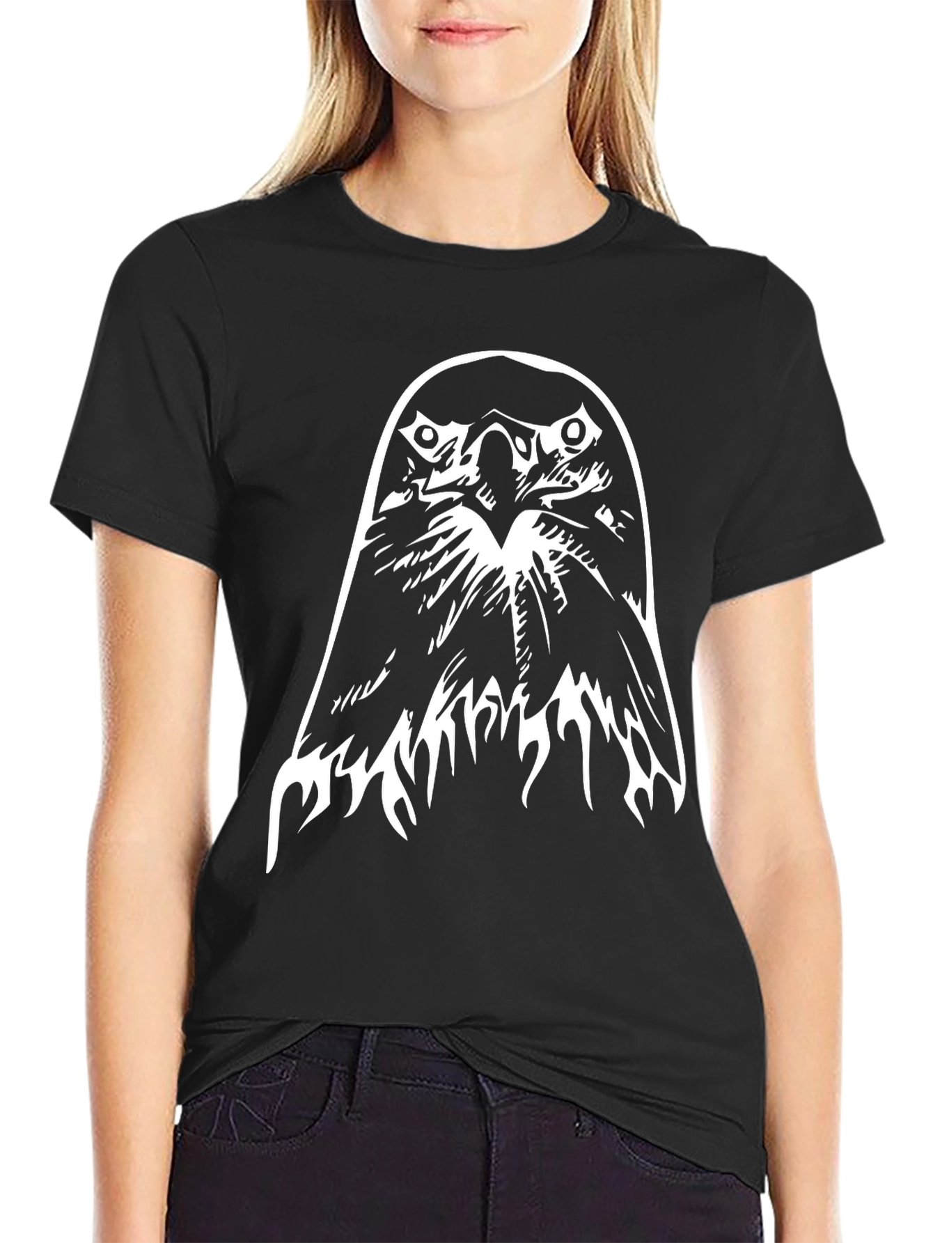 Mens Black T-Shirt with Eagle Graphic