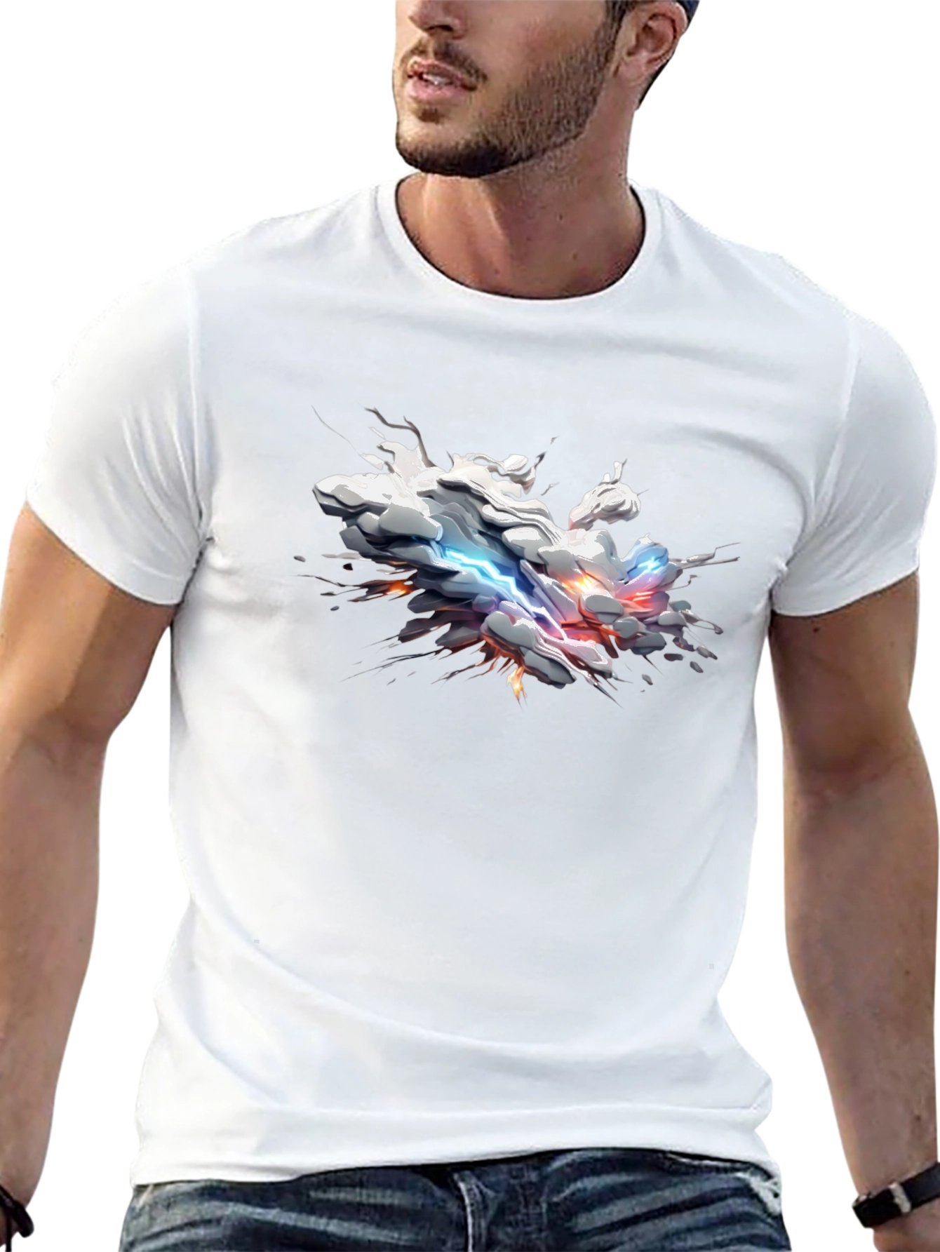 Abstract Lightning Cloud Graphic T-Shirt