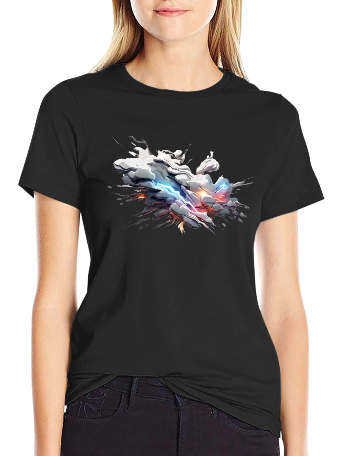 Abstract Lightning Cloud Graphic T-Shirt