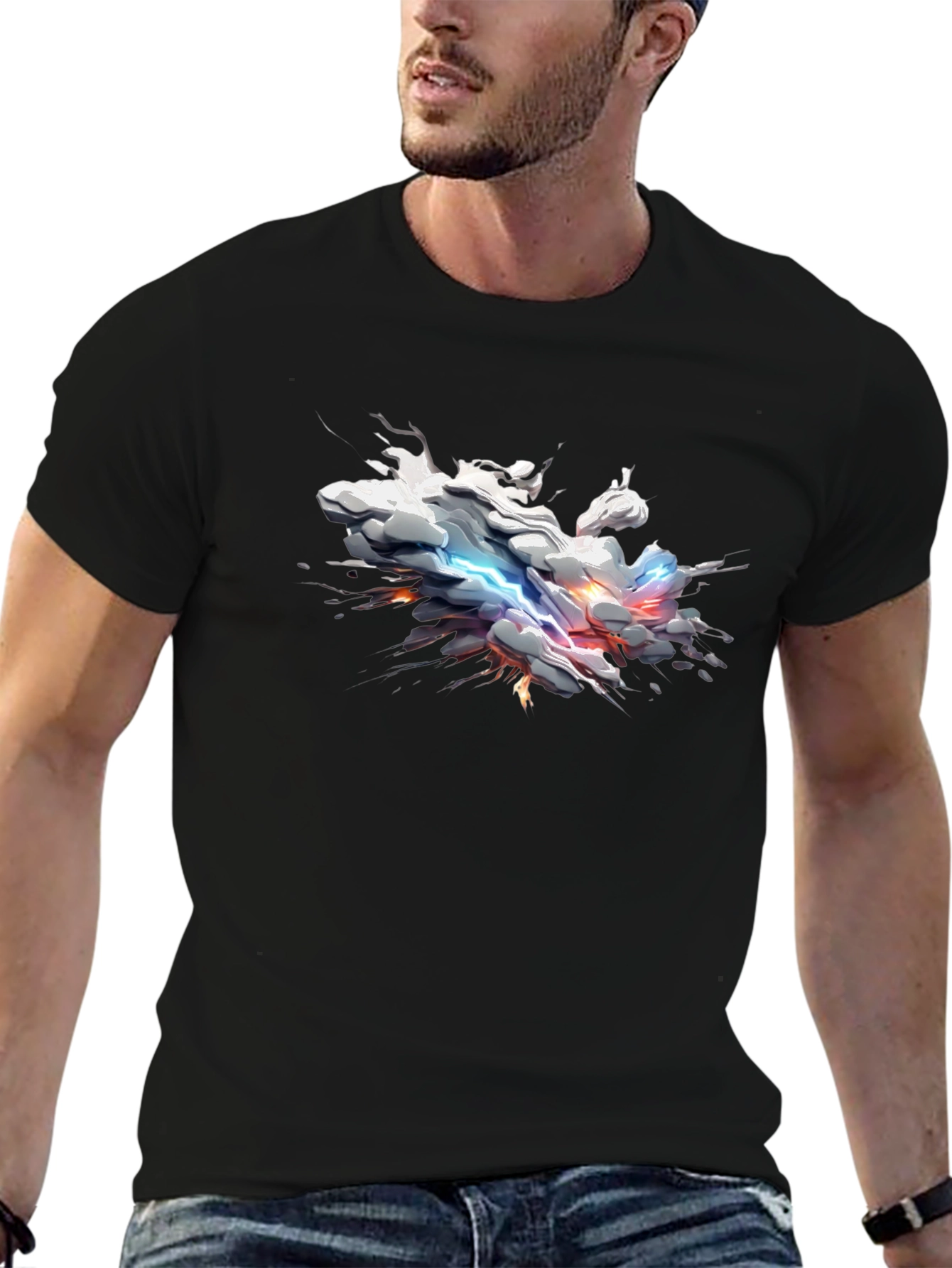 Abstract Lightning Cloud Graphic T-Shirt