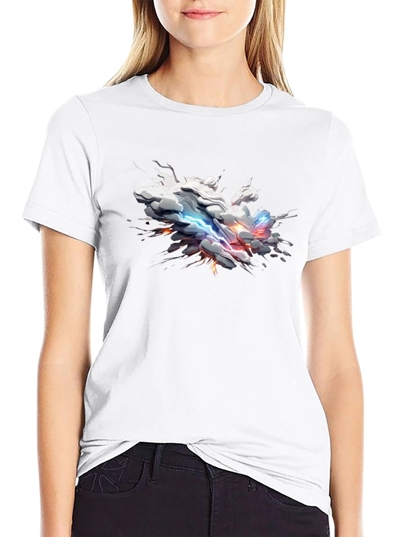 Abstract Lightning Cloud Graphic T-Shirt