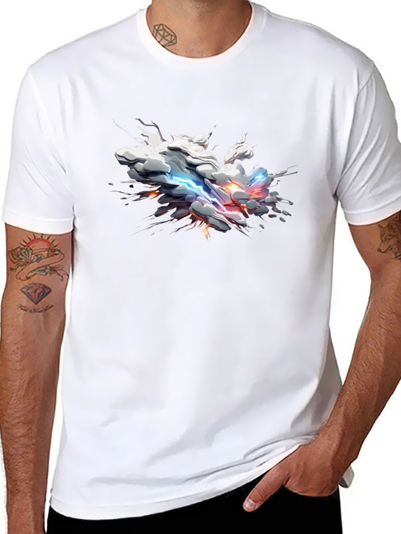 Abstract Lightning Cloud Graphic T-Shirt