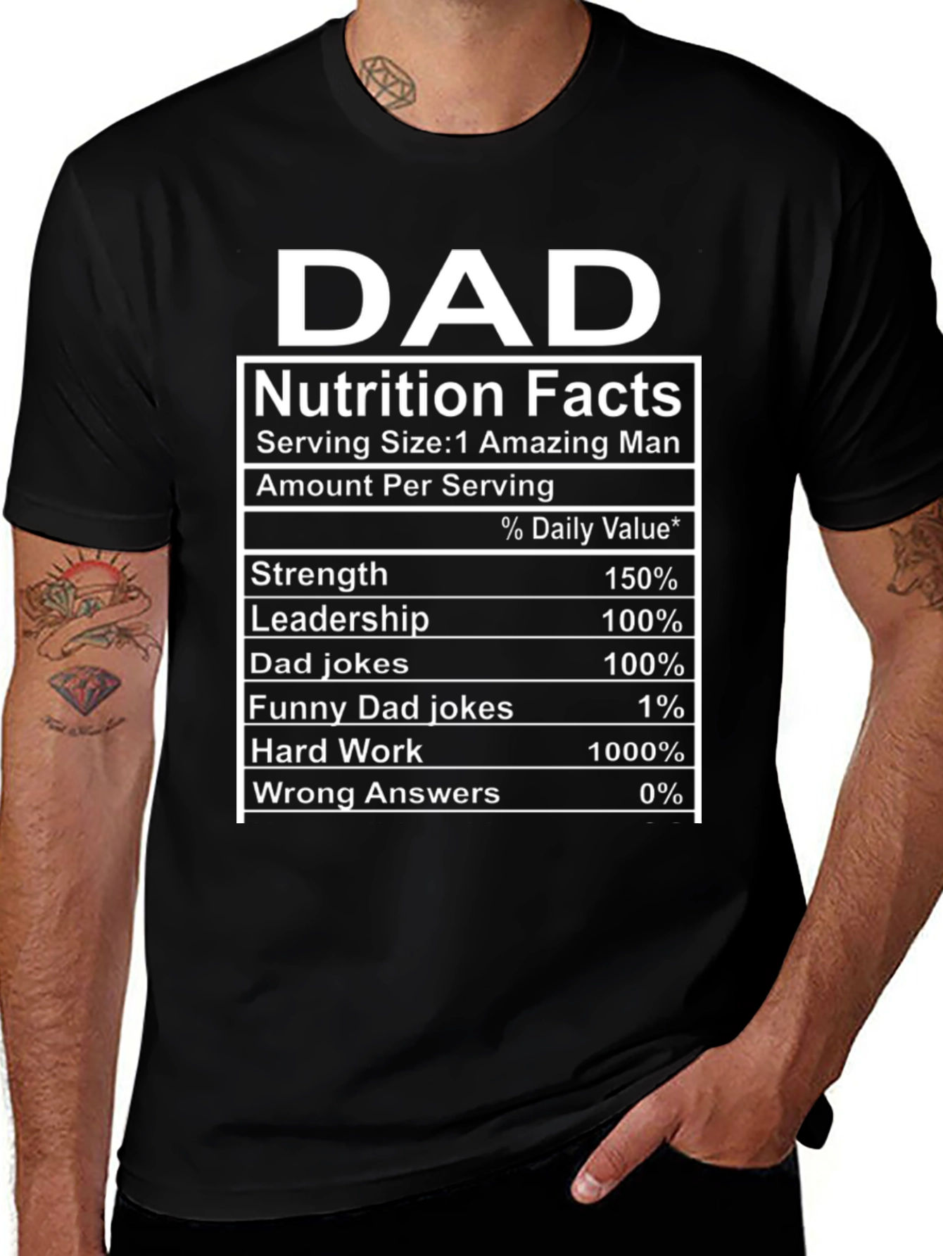 Dad Nutrition Facts Funny Graphic T-Shirt