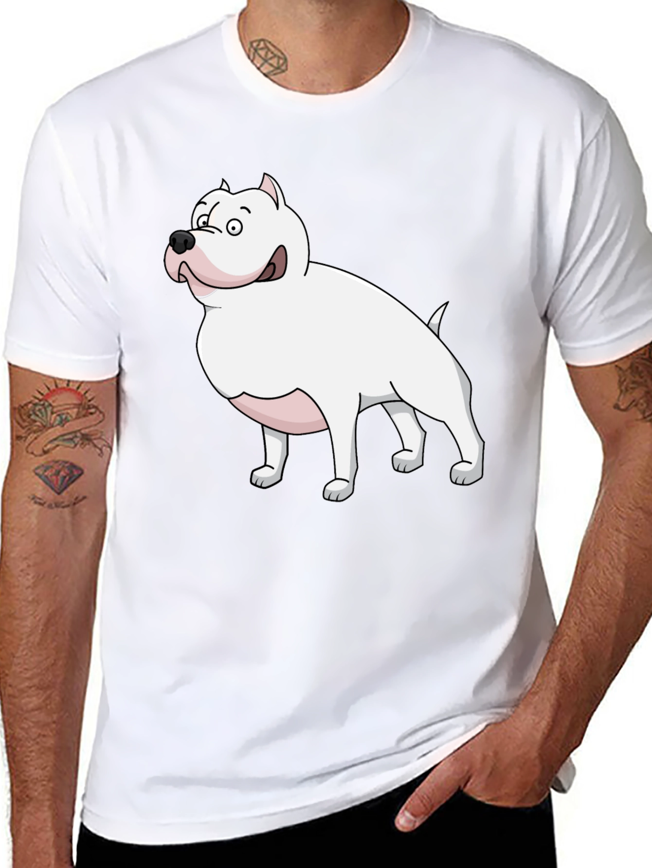 Cartoon Dog Graphic Tee - Black T-Shirt