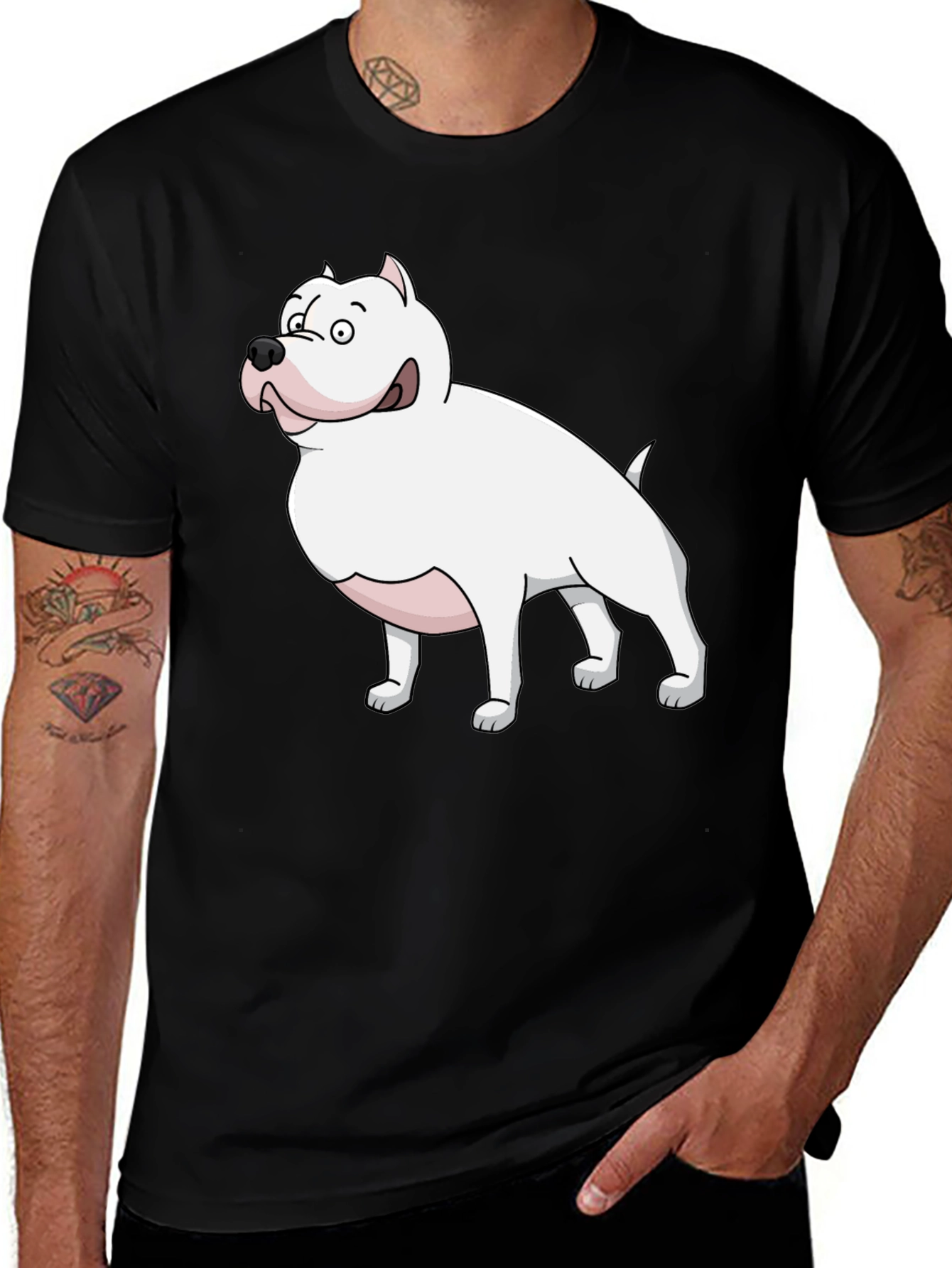Cartoon Dog Graphic Tee - Black T-Shirt