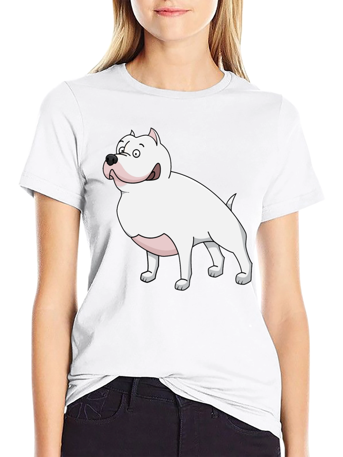 Cartoon Dog Graphic Tee - Black T-Shirt