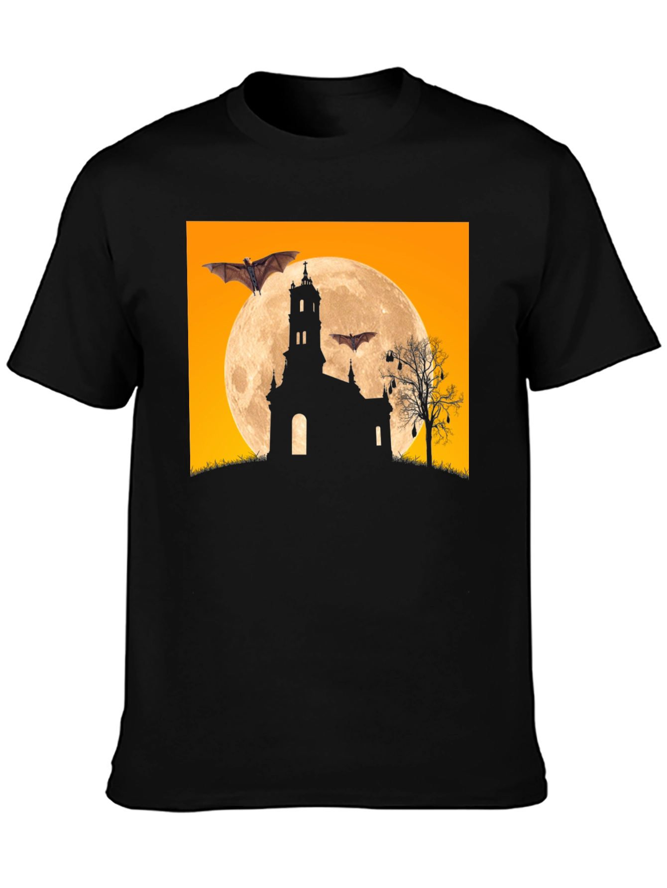 Spooky Halloween Bats & Moon T-Shirt