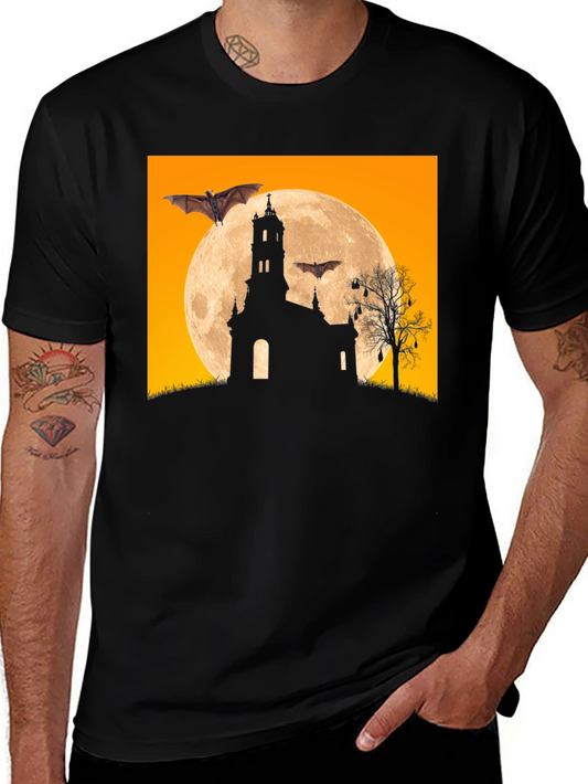 Spooky Halloween Bats & Moon T-Shirt