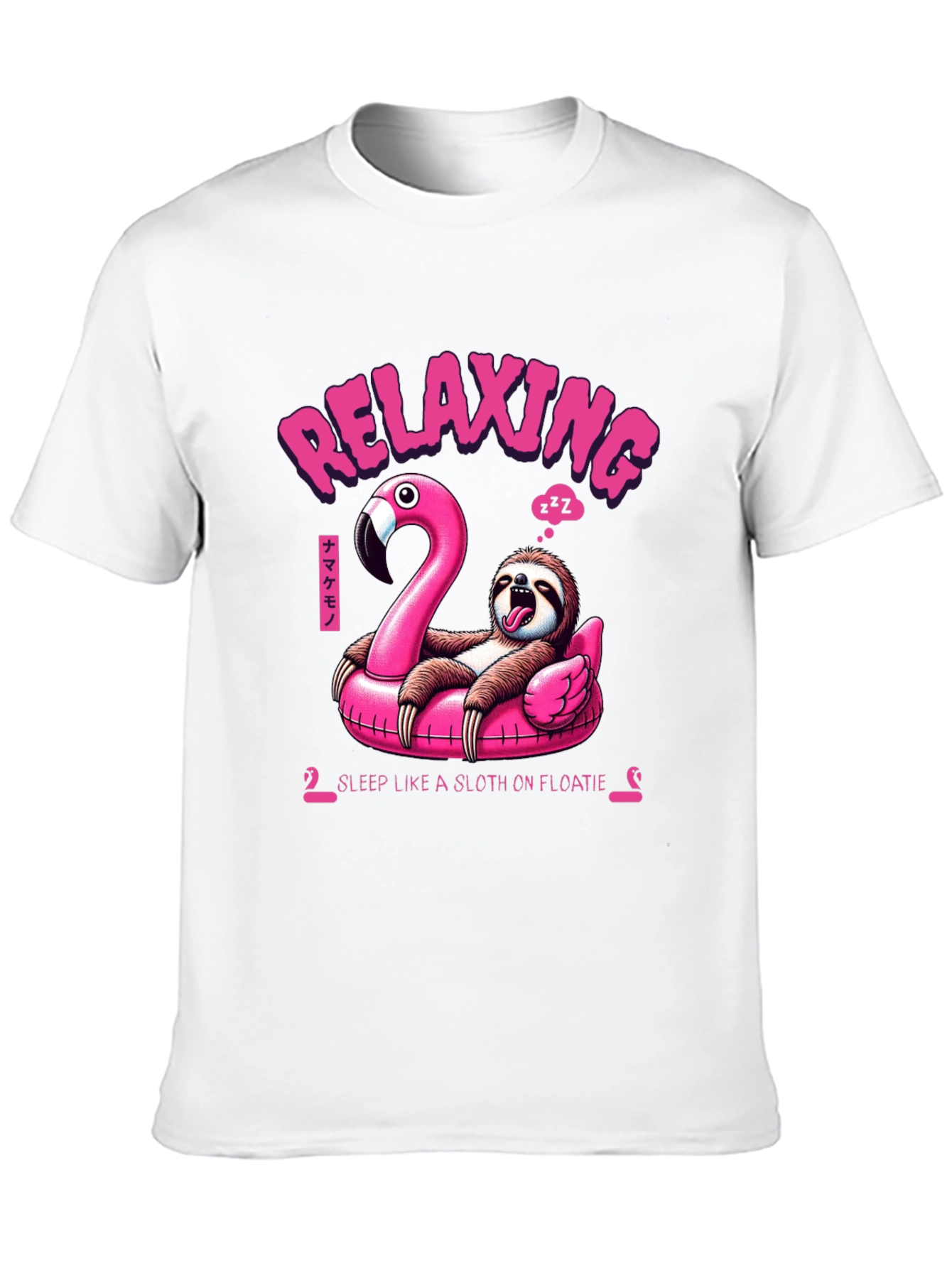Relaxing Sloth on Flamingo Float T-Shirt