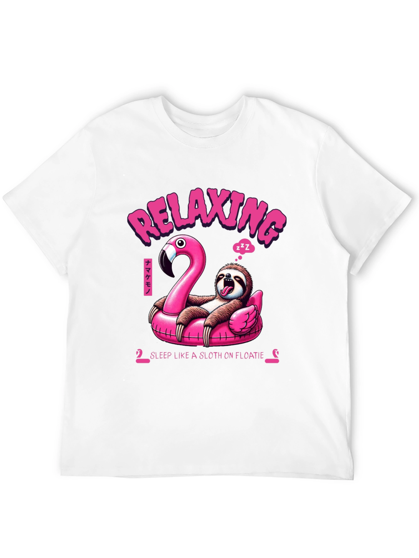 Relaxing Sloth on Flamingo Float T-Shirt