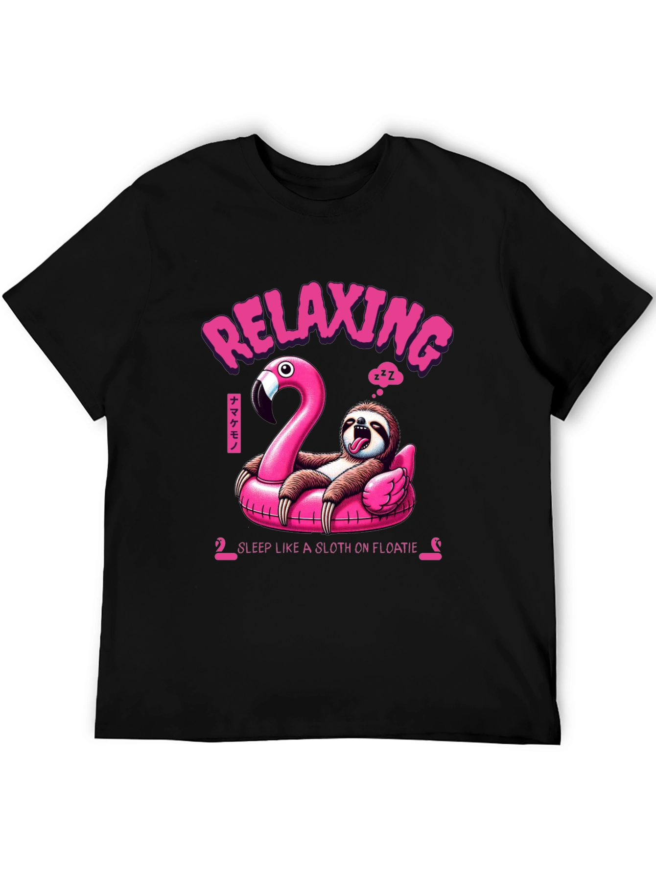 Relaxing Sloth on Flamingo Float T-Shirt