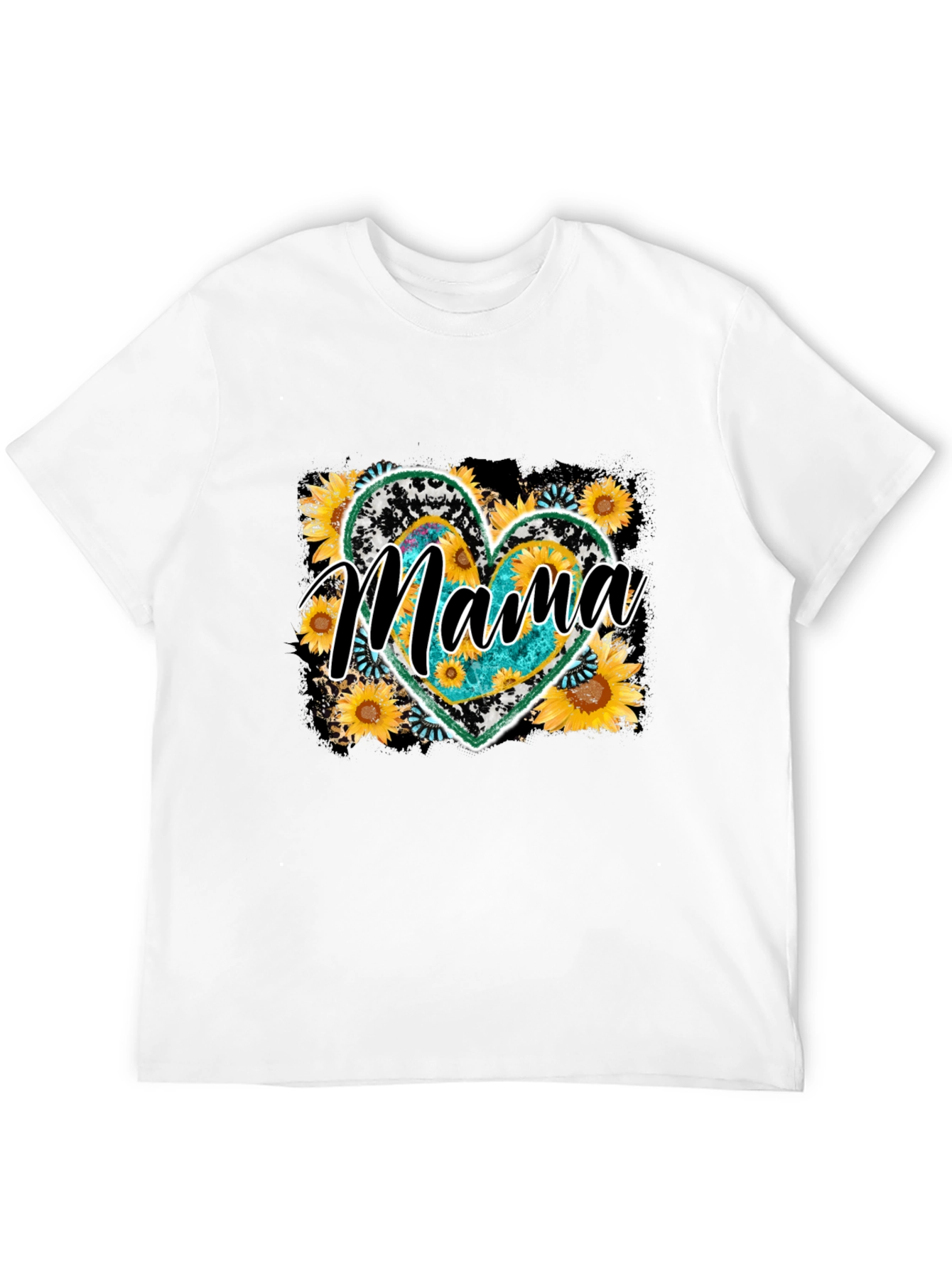 Mama Sunflower Heart Graphic Tee - Mothers Day Shirt