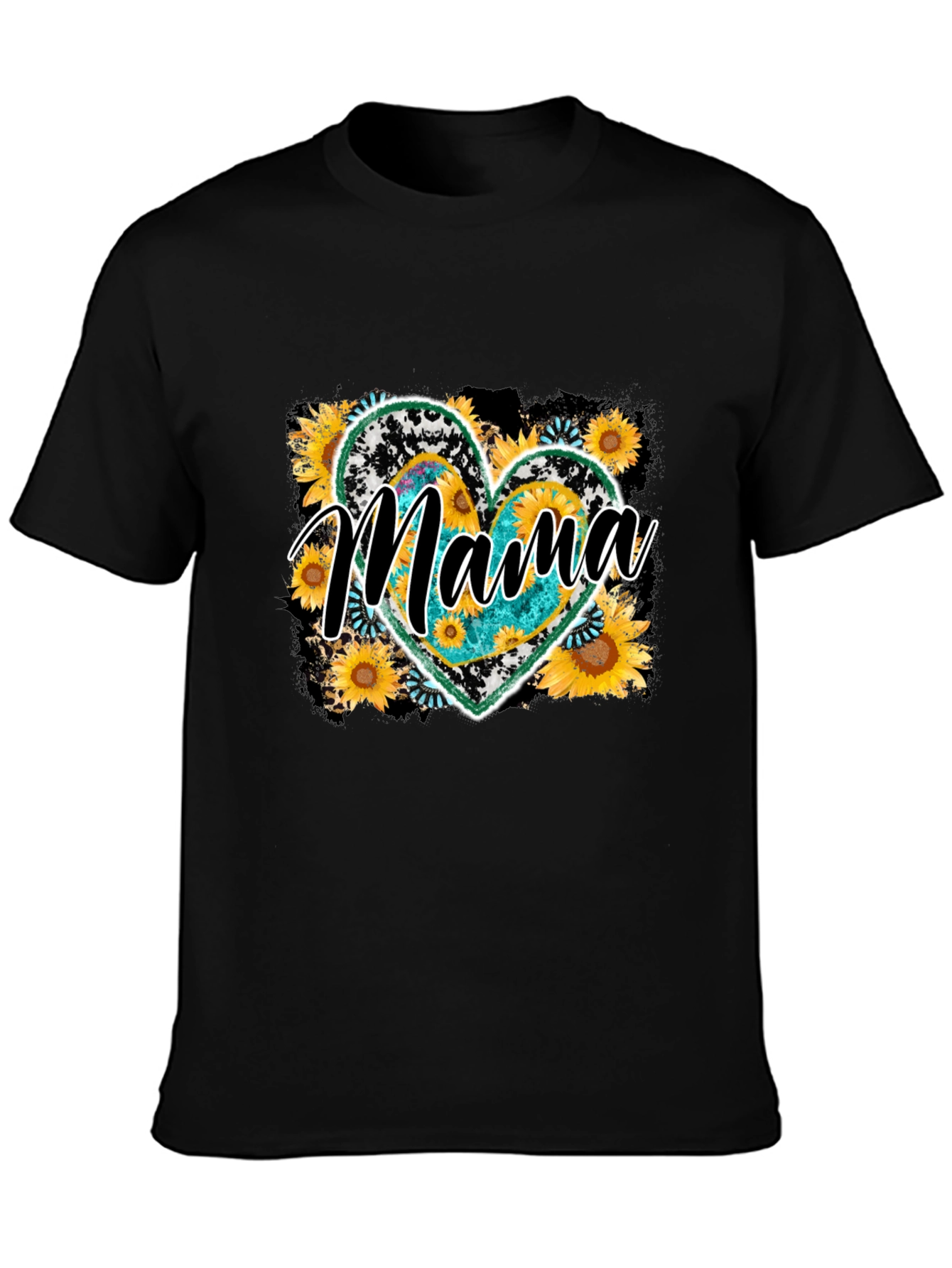 Mama Sunflower Heart Graphic Tee - Mothers Day Shirt