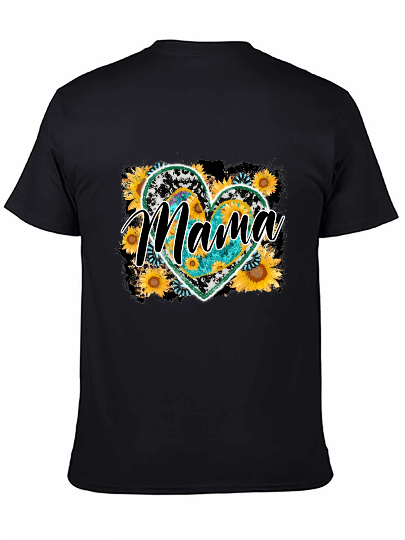 Mama Sunflower Heart Graphic Tee - Mothers Day Shirt