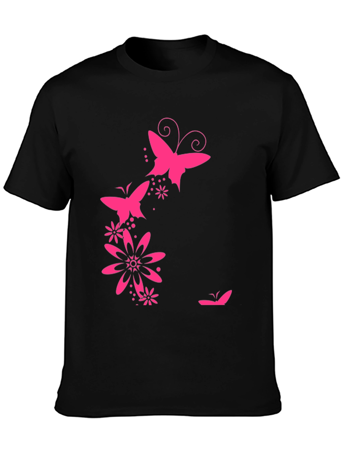 Butterfly Floral Graphic Tee - Black Casual Shirt