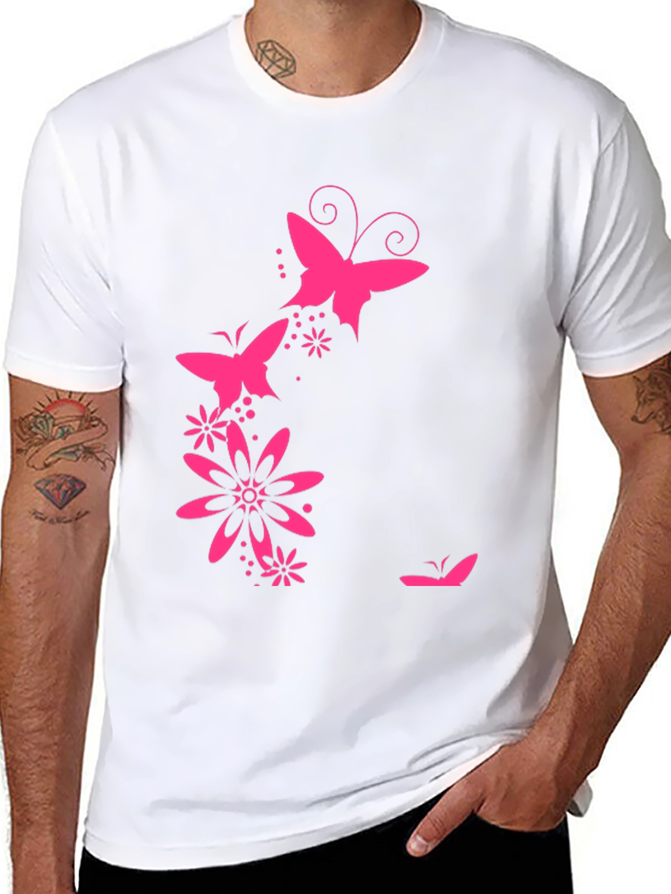 Butterfly Floral Graphic Tee - Black Casual Shirt
