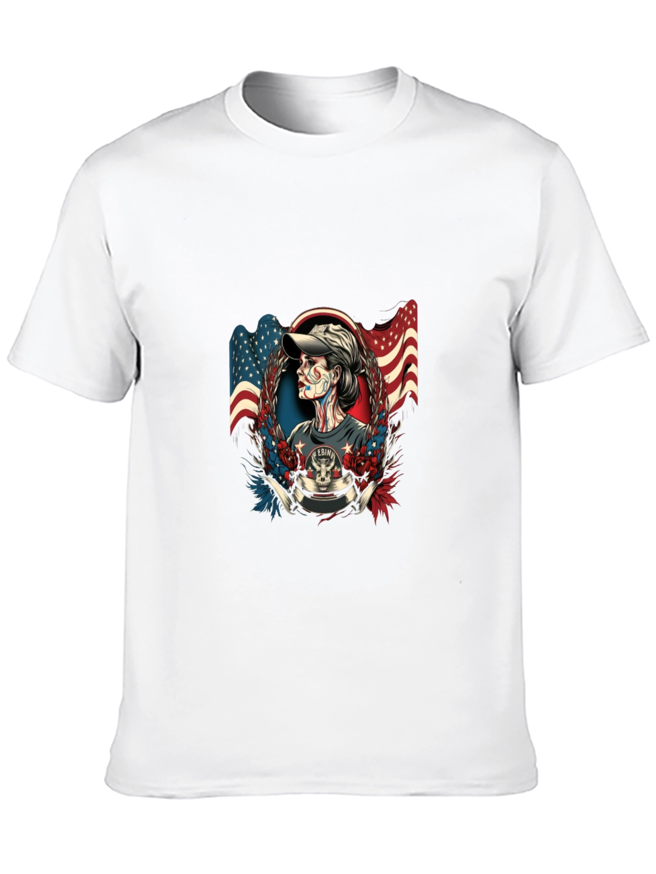 Patriotic Skull American Flag Graphic T-Shirt