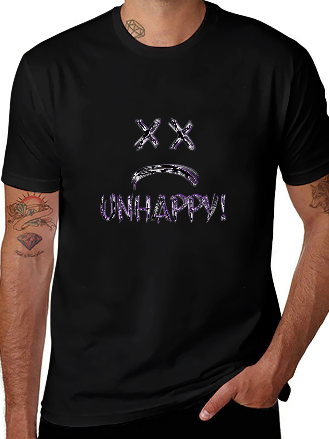 Unhappy Graphic Black T-Shirt