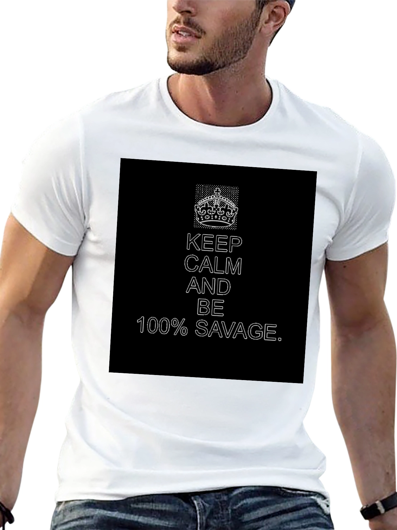 Keep Calm 100% Savage Graphic Tee - Black