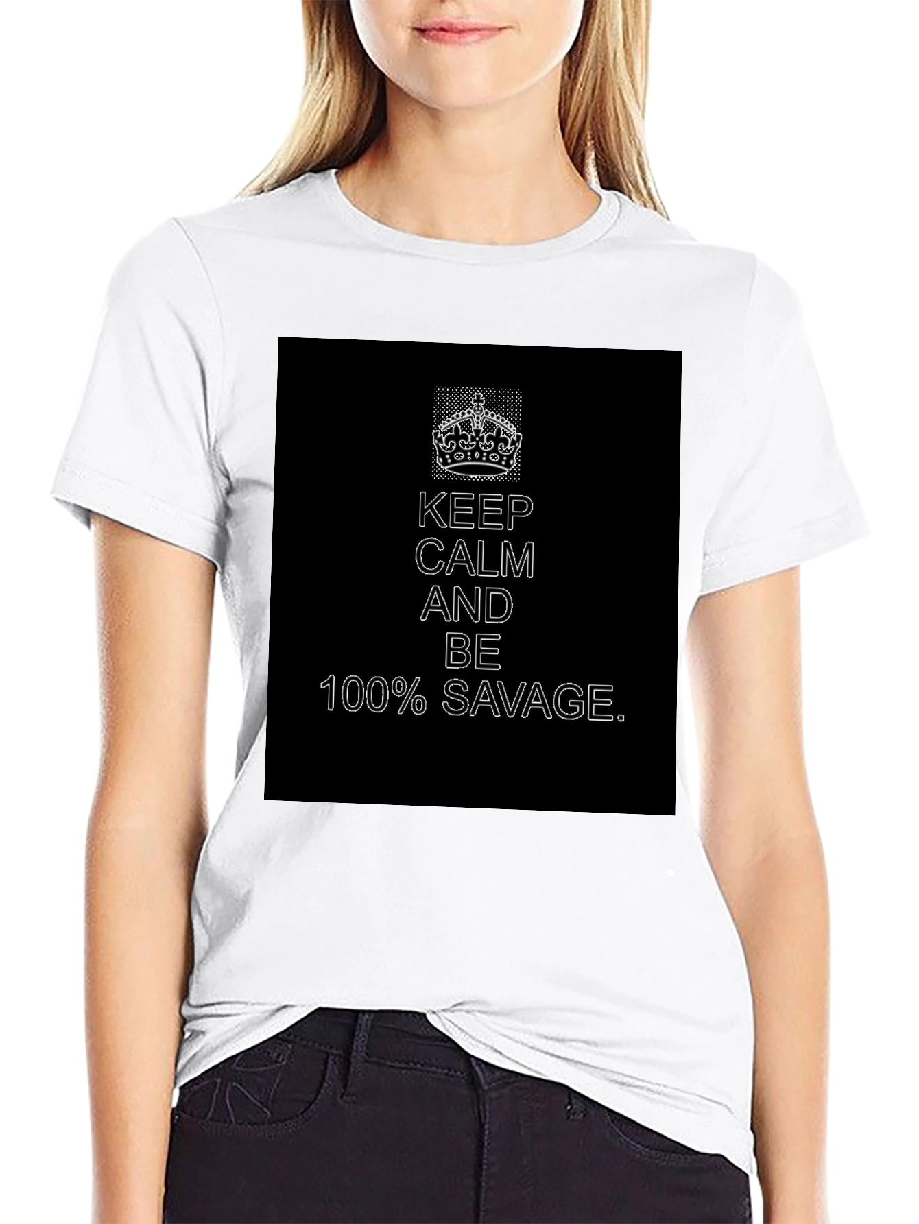 Keep Calm 100% Savage Graphic Tee - Black
