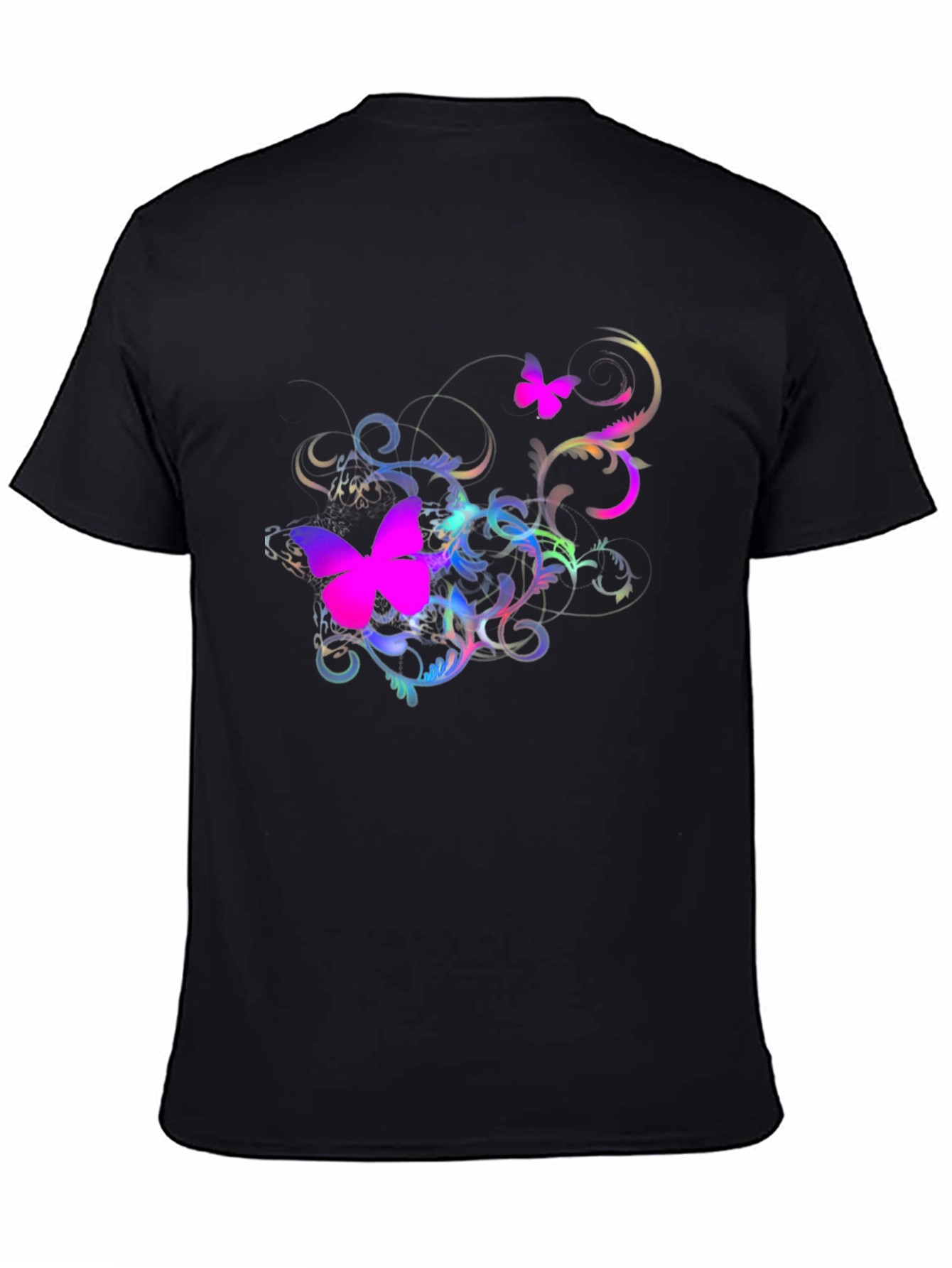 Butterfly Swirl Graphic Black T-Shirt