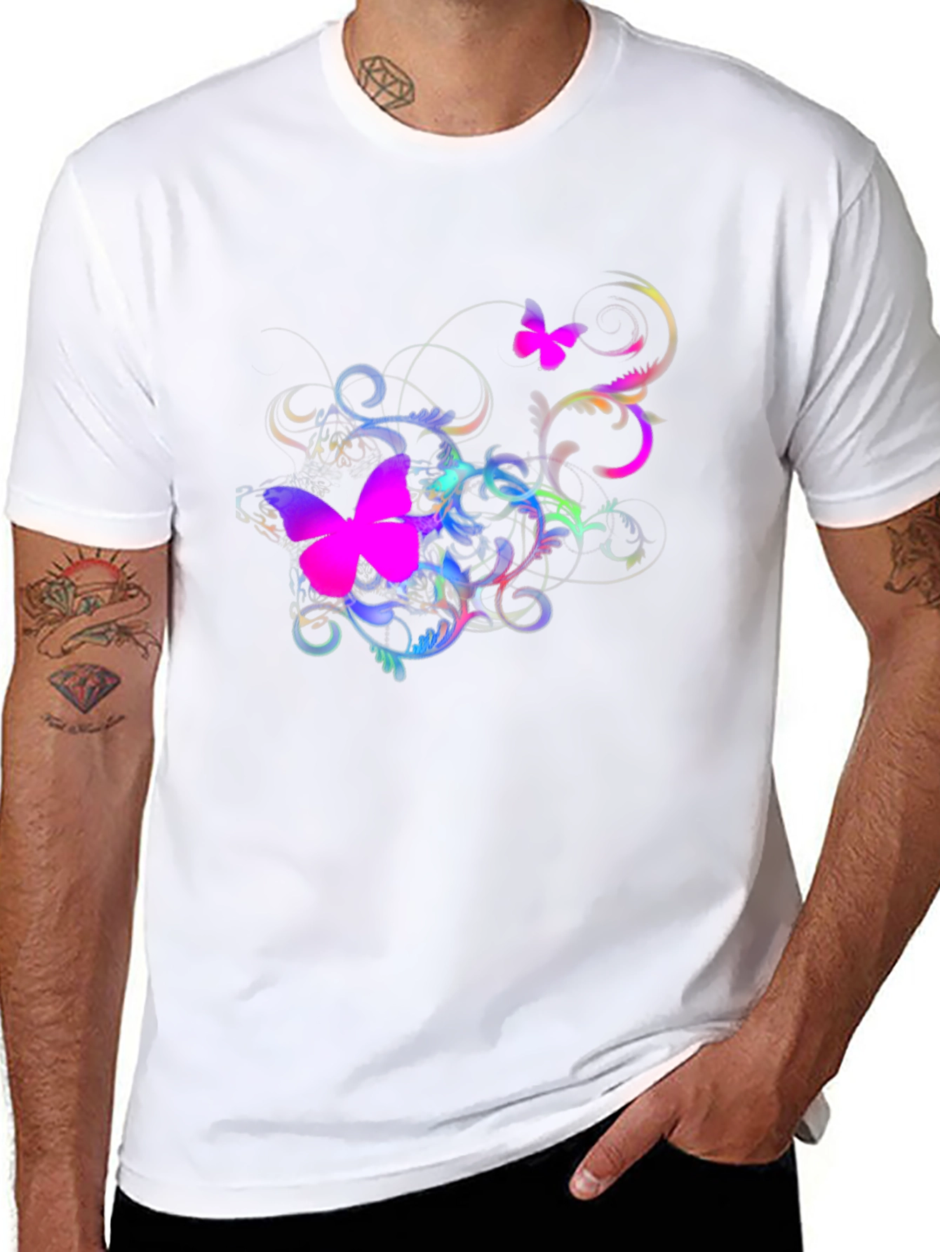 Butterfly Swirl Graphic Black T-Shirt