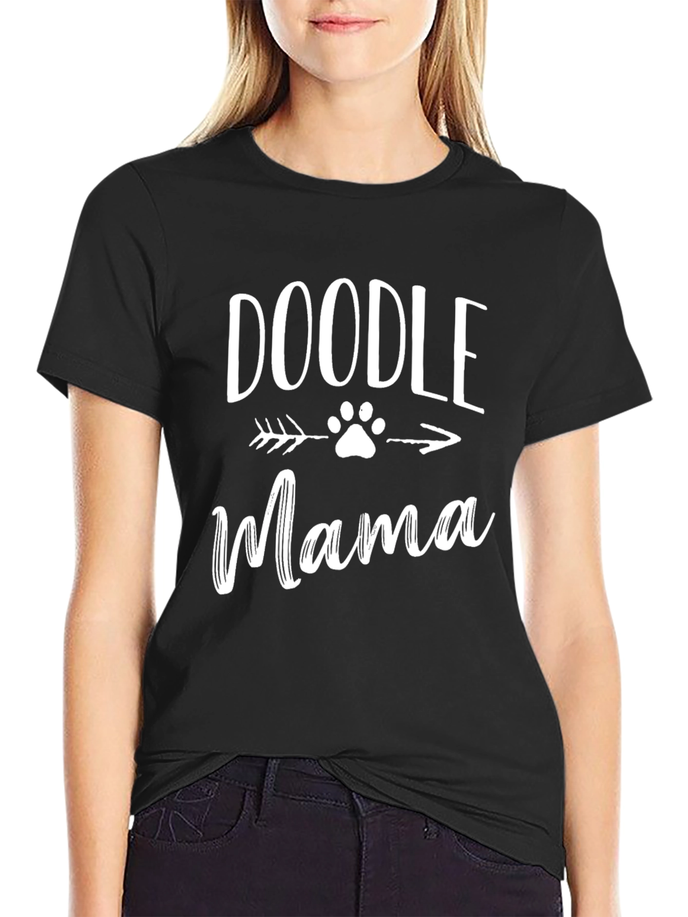 Doodle Mama Paw Print Arrow Graphic Tee - Black