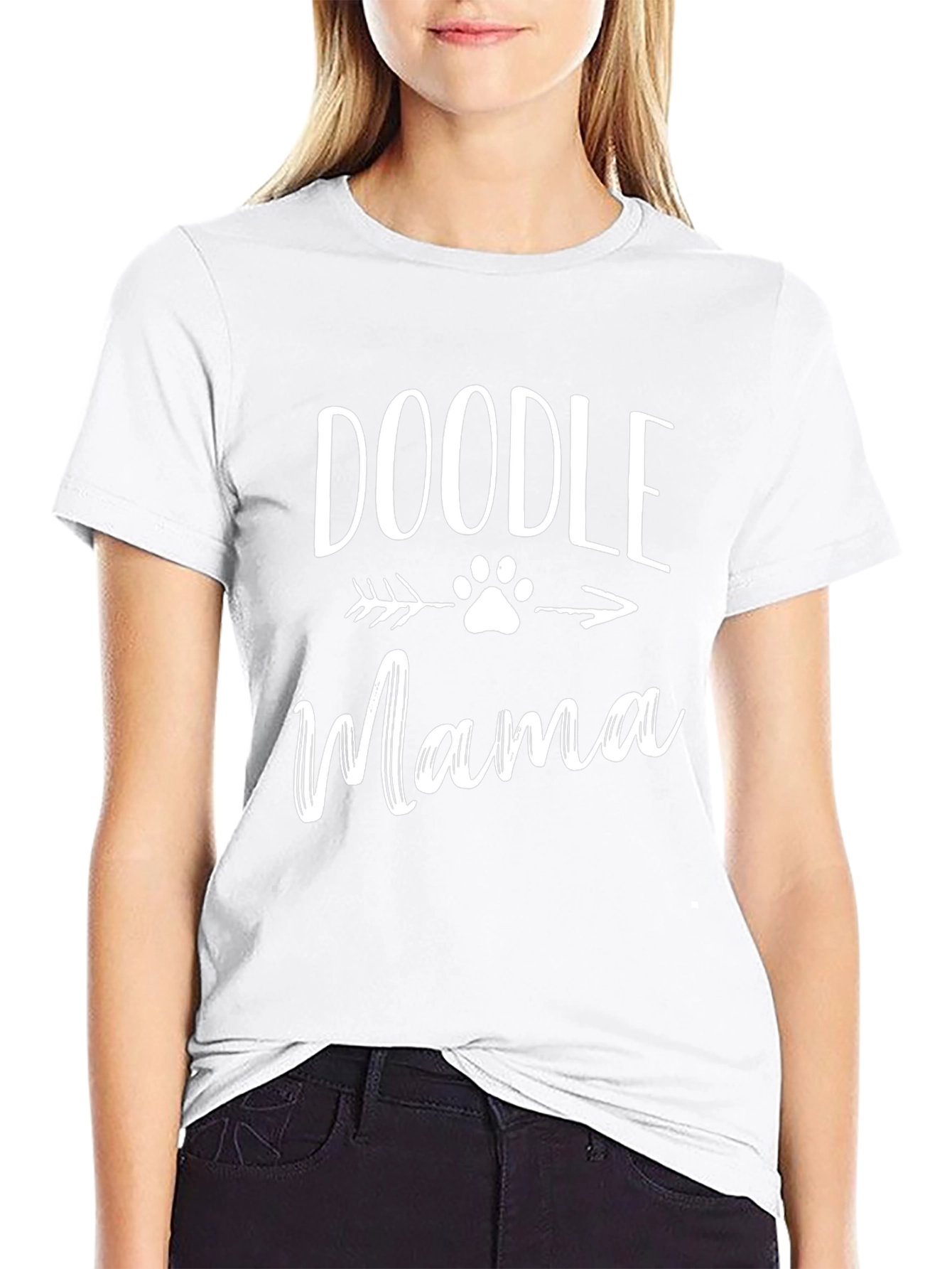 Doodle Mama Paw Print Arrow Graphic Tee - Black