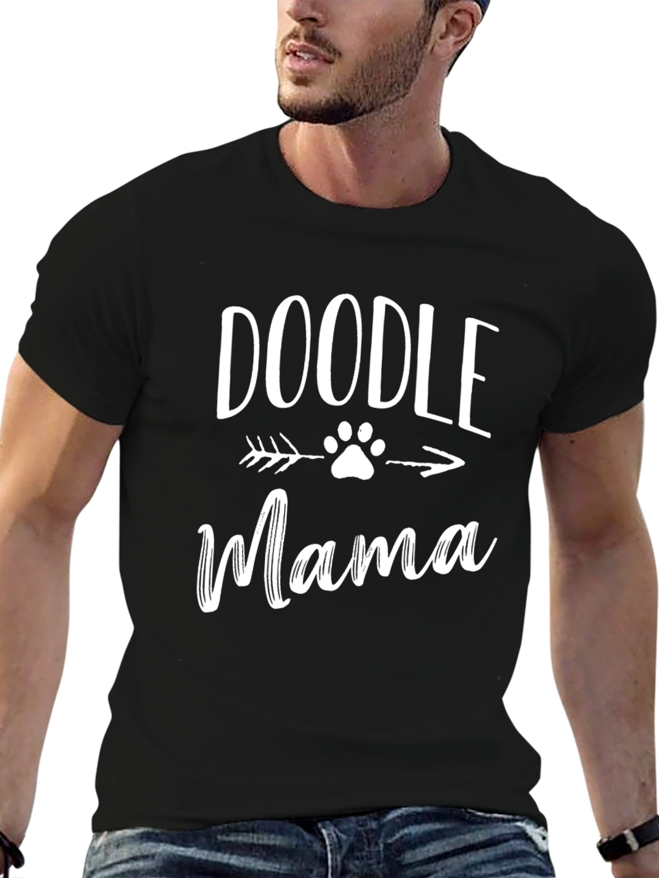 Doodle Mama Paw Print Arrow Graphic Tee - Black