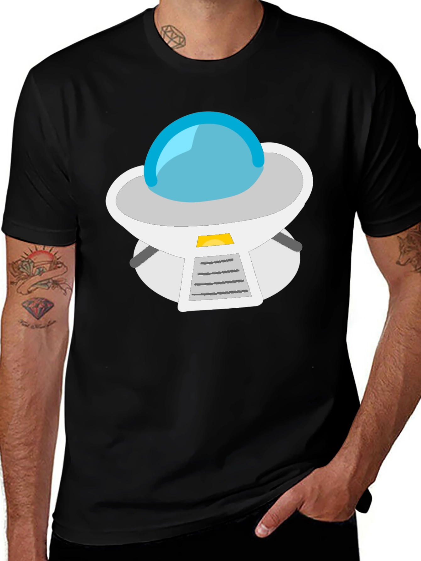 UFO Graphic Tee - Black Casual Cotton T-Shirt