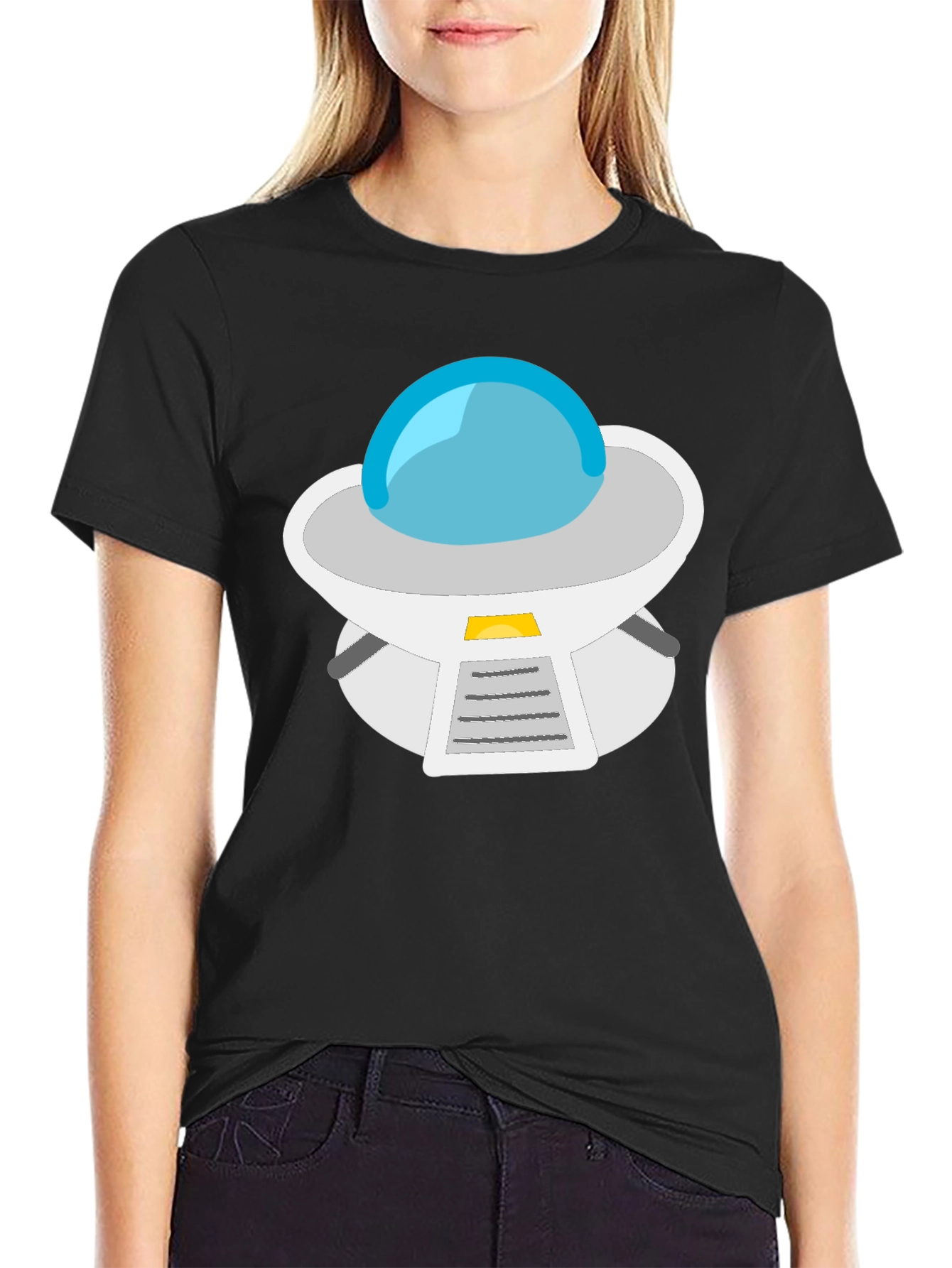 UFO Graphic Tee - Black Casual Cotton T-Shirt