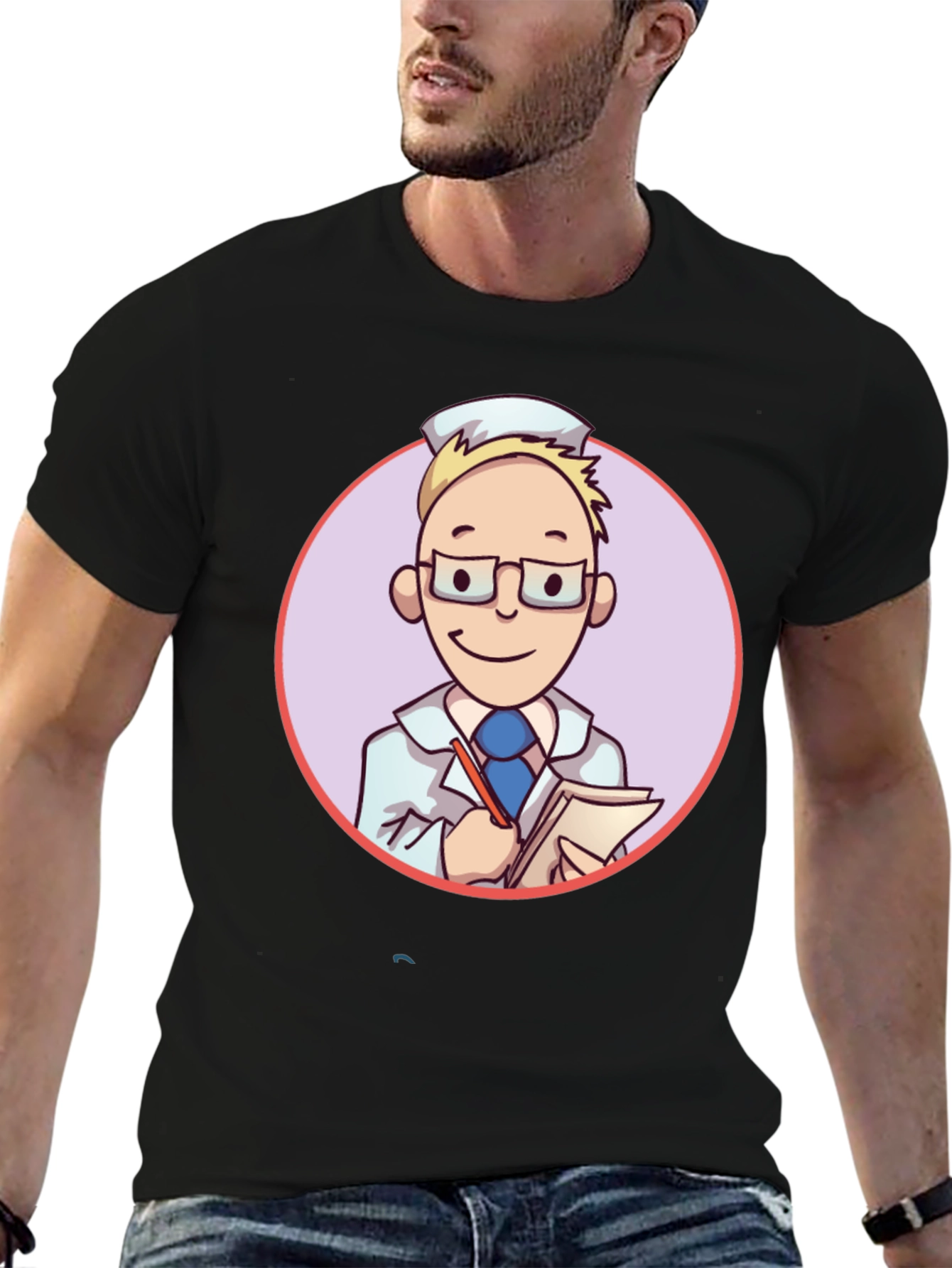 Cartoon Doctor Graphic Tee - Quirky Style