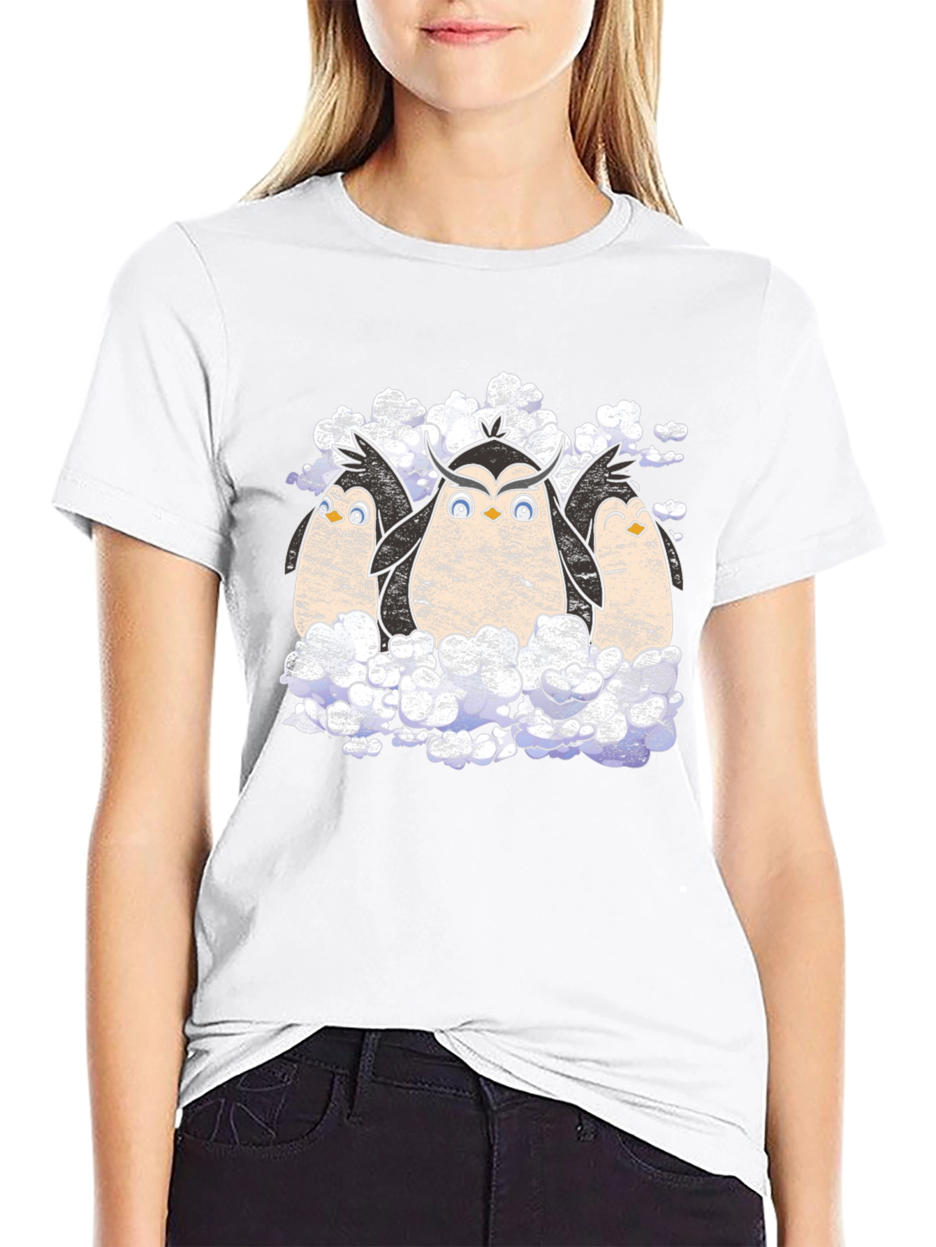 Penguin Owl Trio Black T-Shirt