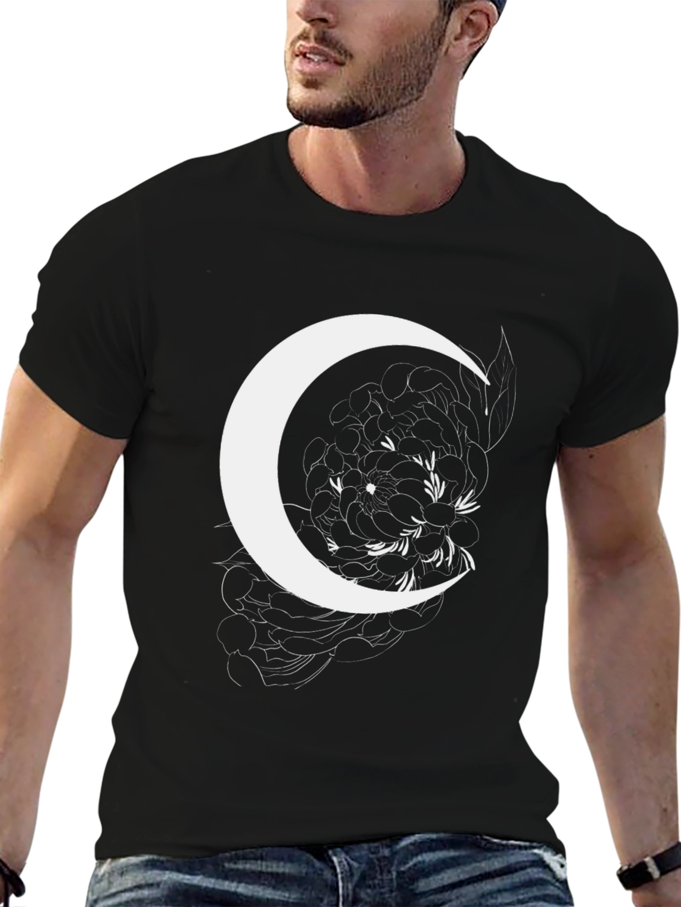 Crescent Moon Floral Graphic Tee