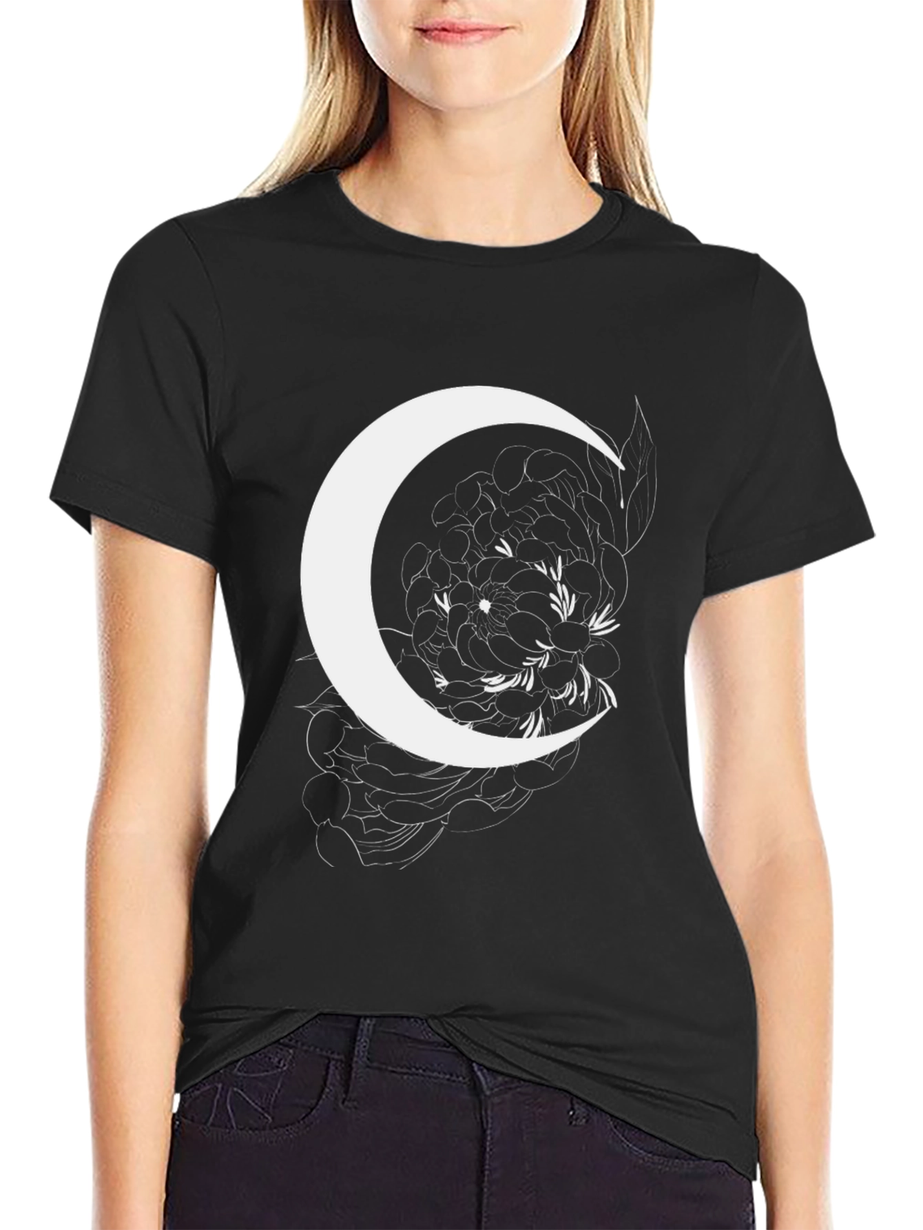 Crescent Moon Floral Graphic Tee