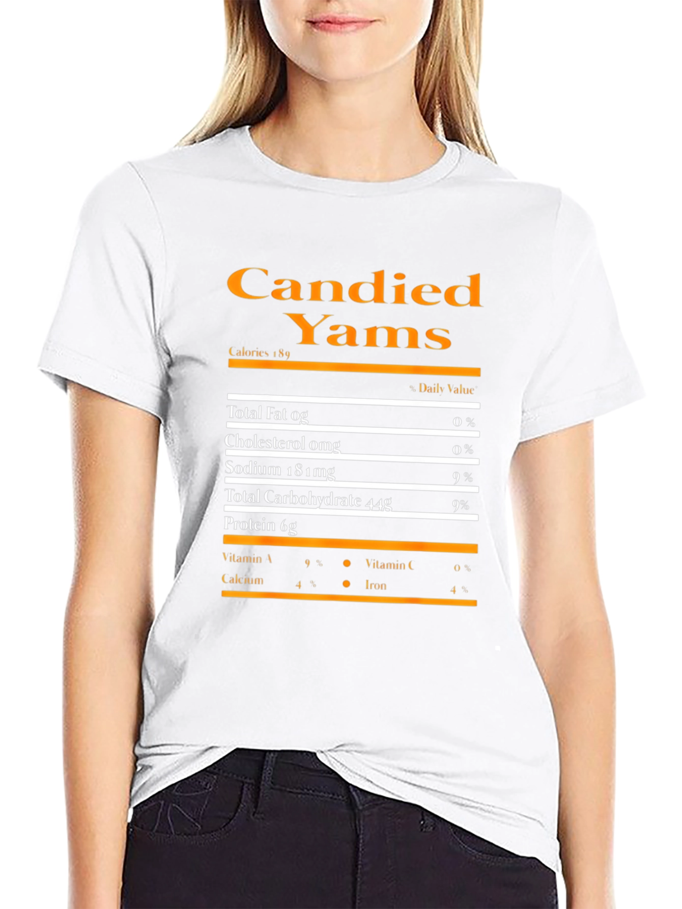 Candied Yams Nutrition Facts Graphic T-Shirt