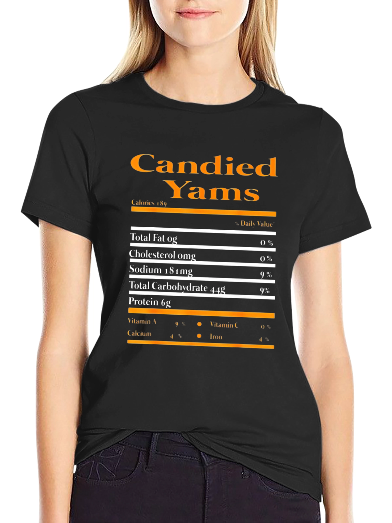 Candied Yams Nutrition Facts Graphic T-Shirt