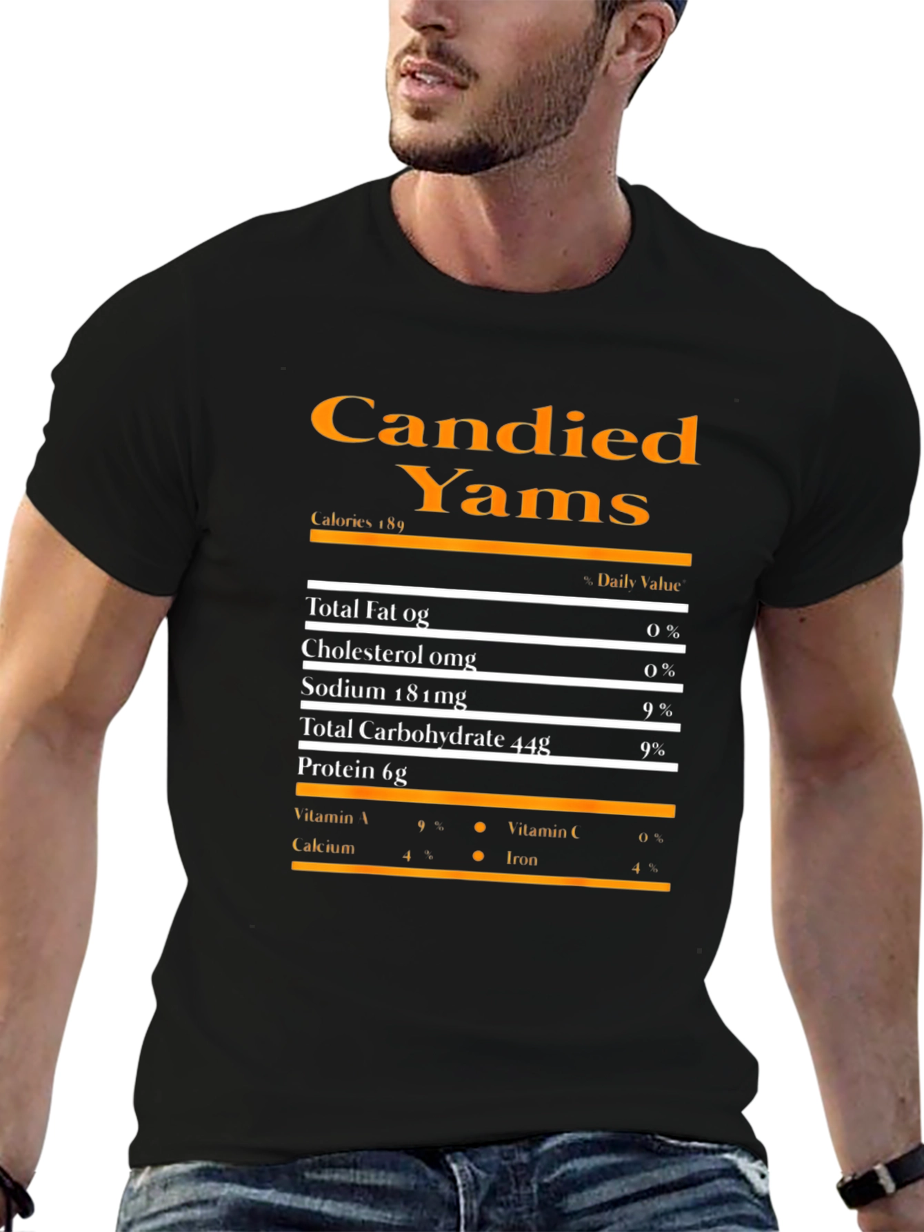 Candied Yams Nutrition Facts Graphic T-Shirt