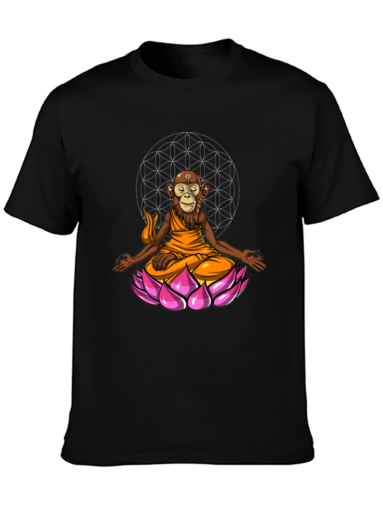 Monkey Monk Lotus T-Shirt - Zen Meditation Tee