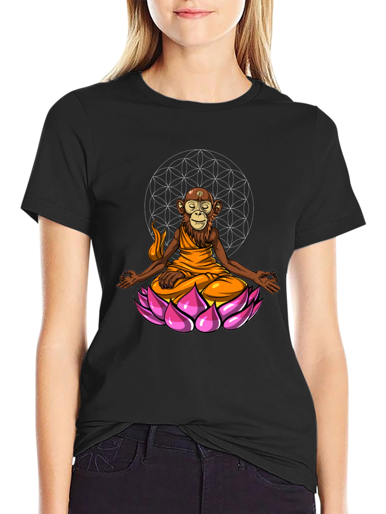 Monkey Monk Lotus T-Shirt - Zen Meditation Tee
