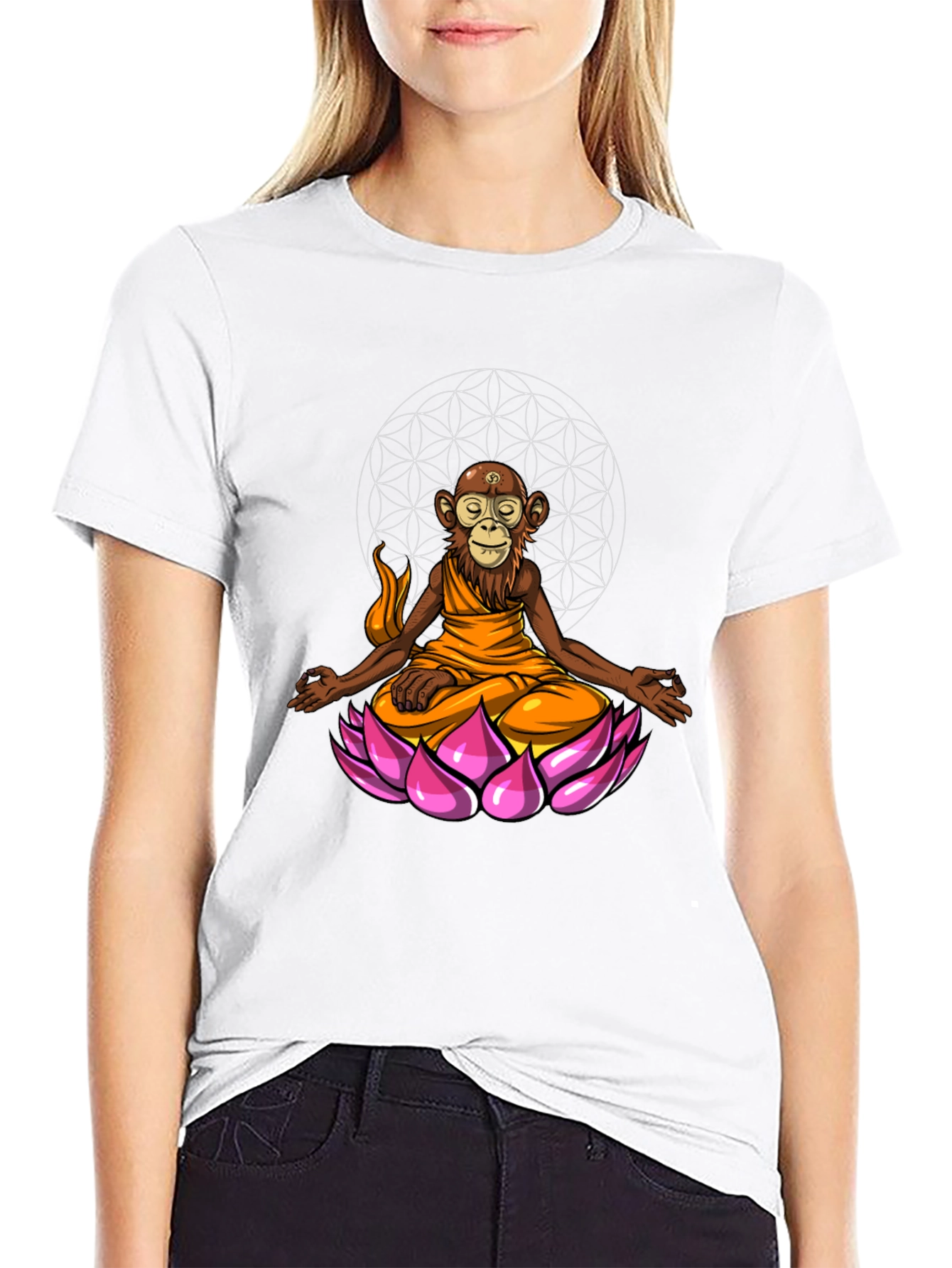 Monkey Monk Lotus T-Shirt - Zen Meditation Tee