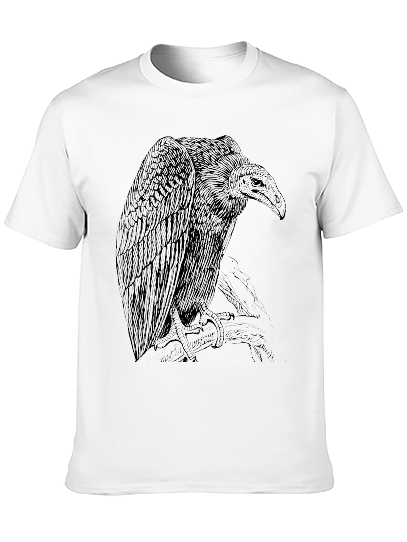 Vulture Graphic Tee - Black Cotton Crewneck Shirt